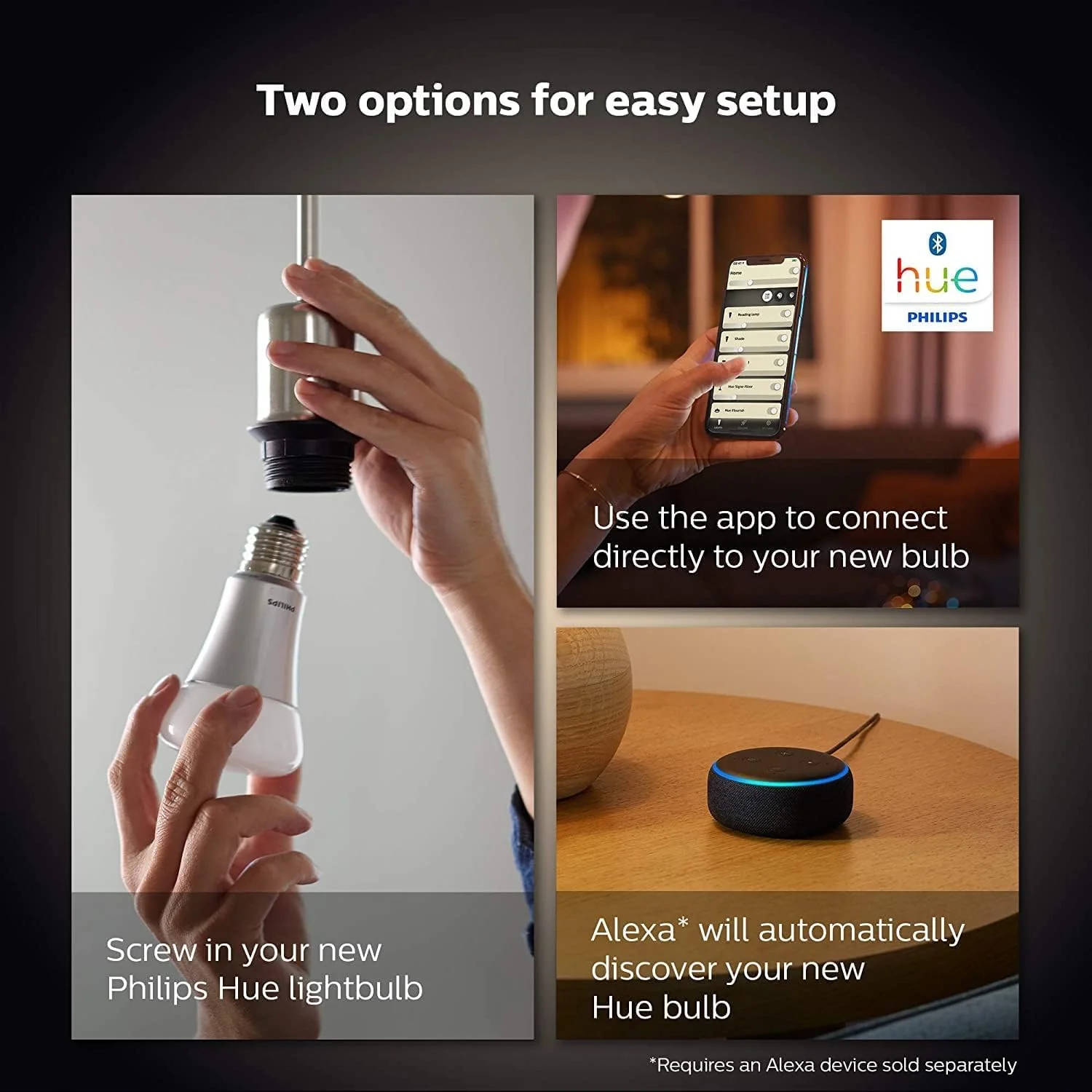 Philips Hue White E27 LED Bulb, Twin Pack, Dimmable, Warm White Light, Controllable via App, Compatible with Amazon Alexa (Echo, Echo Dot) - Image 4