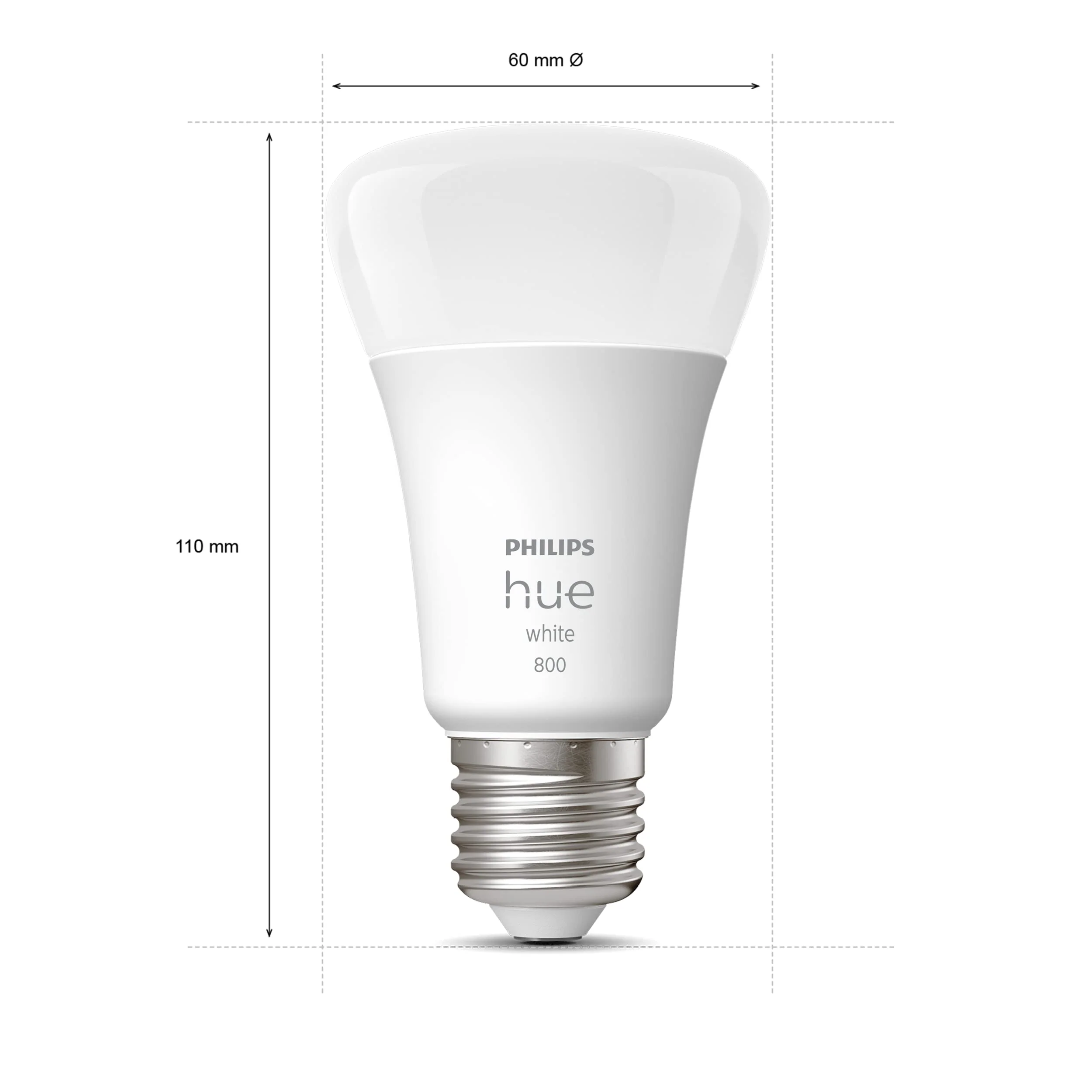 Philips Hue White E27 LED Light 806 lm, Dimmable LED Lamp for Hue Lighting System with Warm White Light, Smart Light Control via Voice and App 800 lumens pack of 1 - Image 2