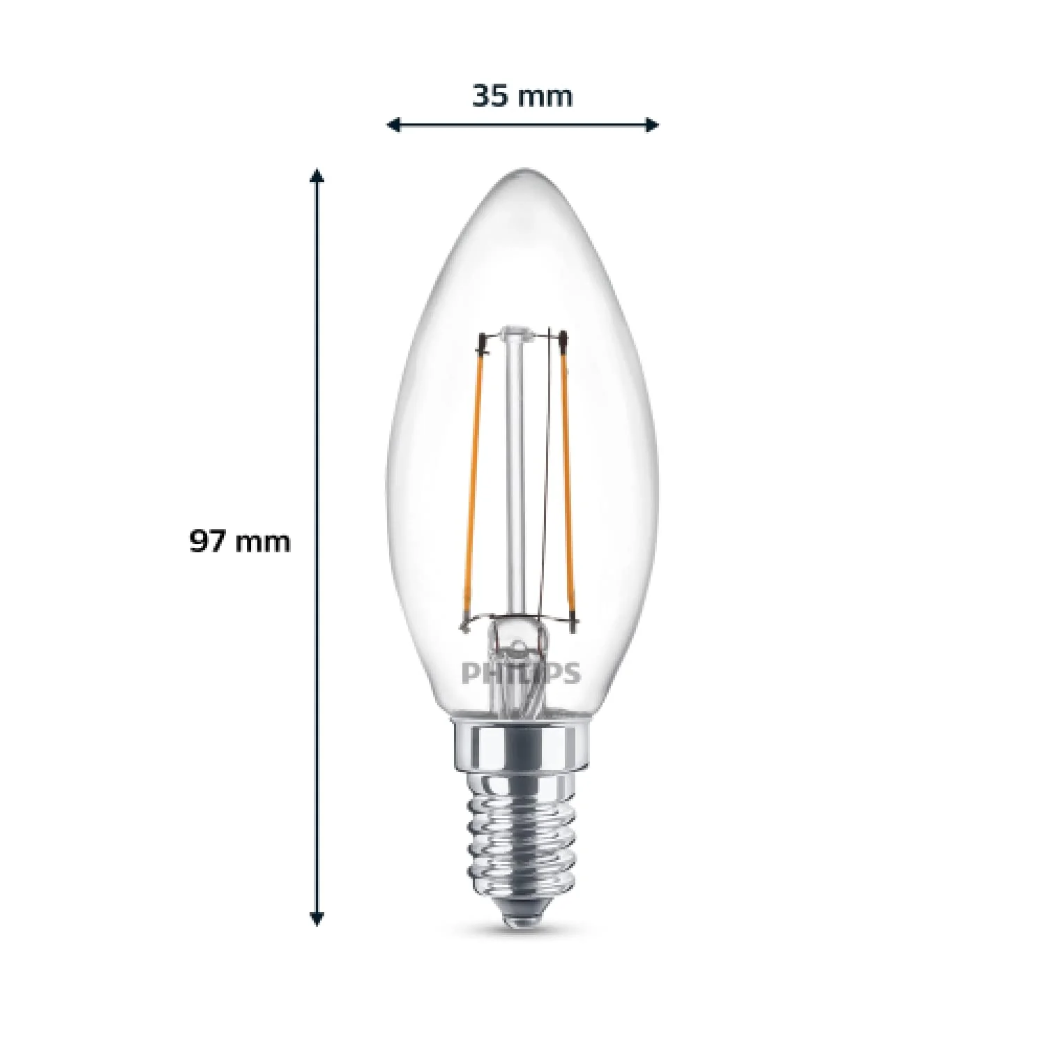 Philips LED Classic E14 25W Candle Clear Warm White Twin Pack 2 pieces (Pack of 1) Non-dimmable - Image 4