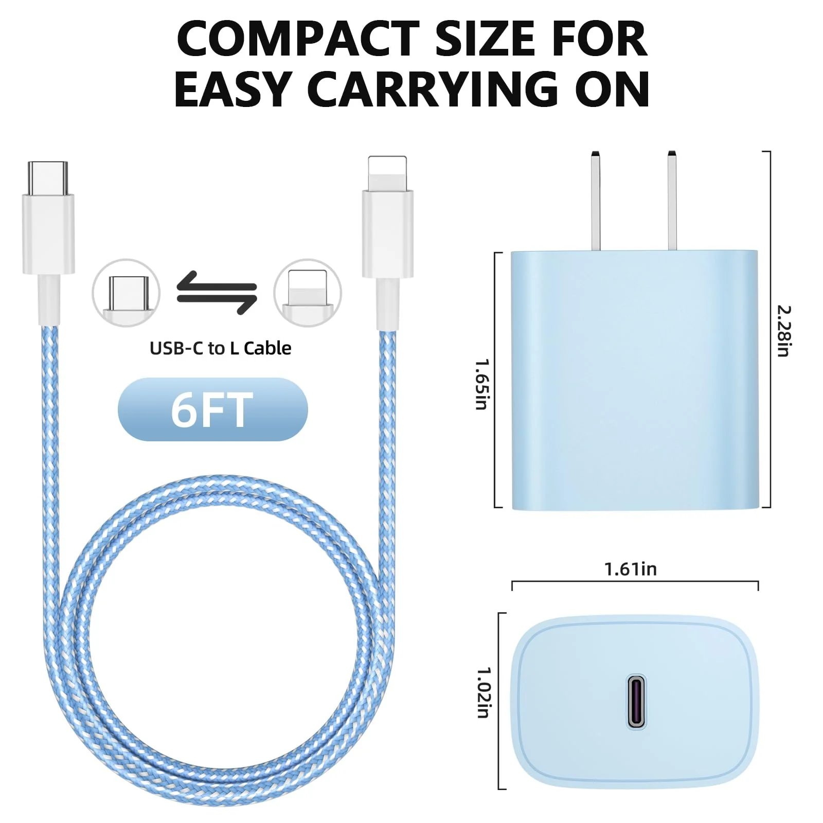Phone Charger Fast Charging, 4 Pack 20W USB C Wall Charger Block with 6FT Charging Cable for Phone Fast Charger Compatible with Phone 14/14 Pro Max/13/13 Pro/12/12 Pro/11/11 Pro/XS, Pad and More - Image 8