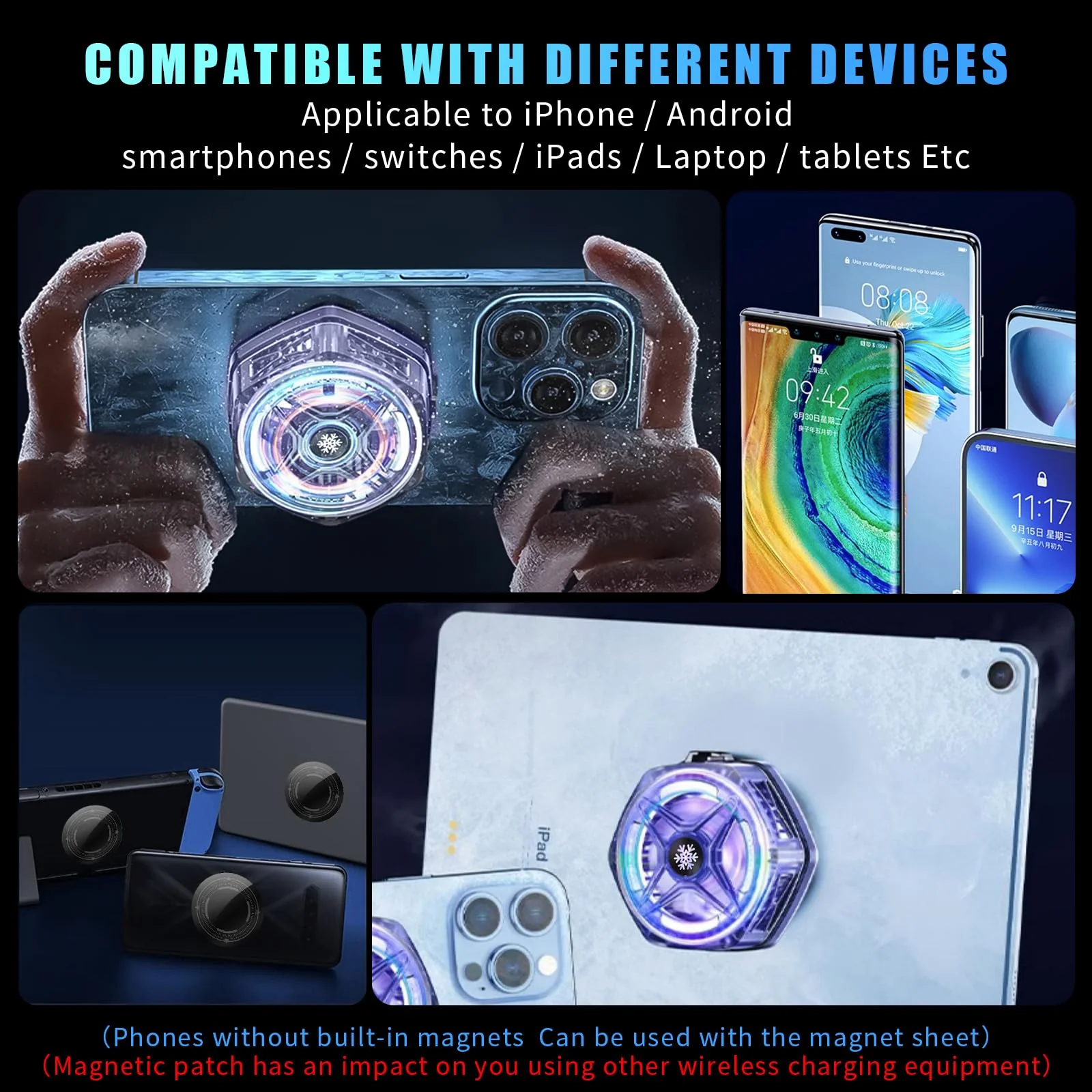 Phone Cooler for Gaming Streaming Radiator with LED Display Semiconductor Cooling Ideal for Android iPad iPhone Compatible with MagSafe - Image 5