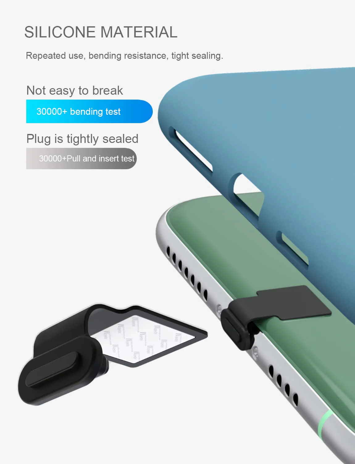 Phone Dust Plug, Compatible with iPhone Lightning Port Protects Charging Port Anti Dust Cover (Black) Black - Image 2