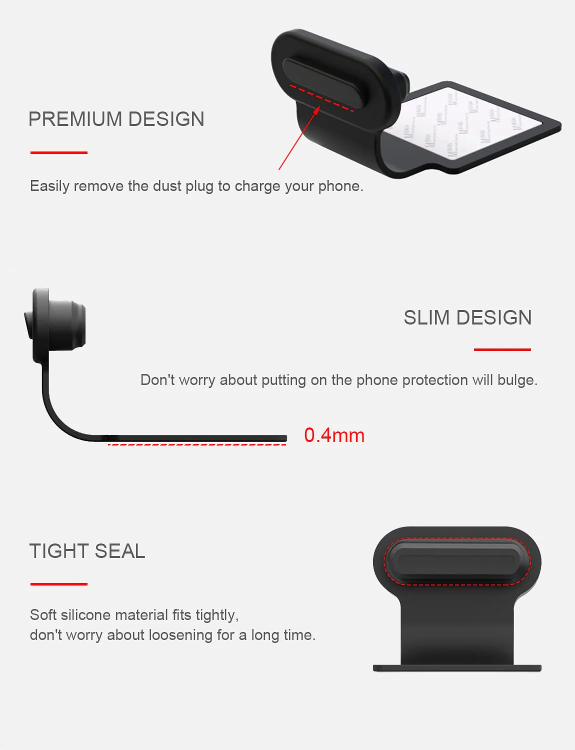 Phone Dust Plug, Compatible with iPhone Lightning Port Protects Charging Port Anti Dust Cover (Black) Black - Image 4