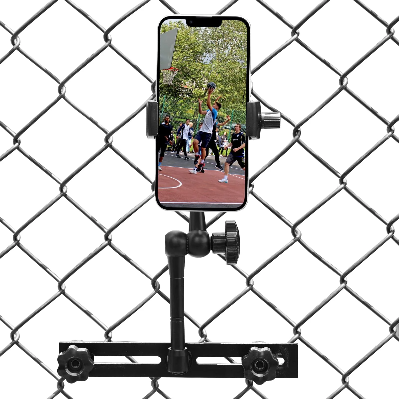 Phone Fence Mount for iPhone,Phones,to a Chain Link Fence for Recording Basketball/Football/Softball/Baseball/Tennis Games,Fence Holder Comptiable with 3.5~7.5inch iPhone/Nexus/Smartphone - Image 6