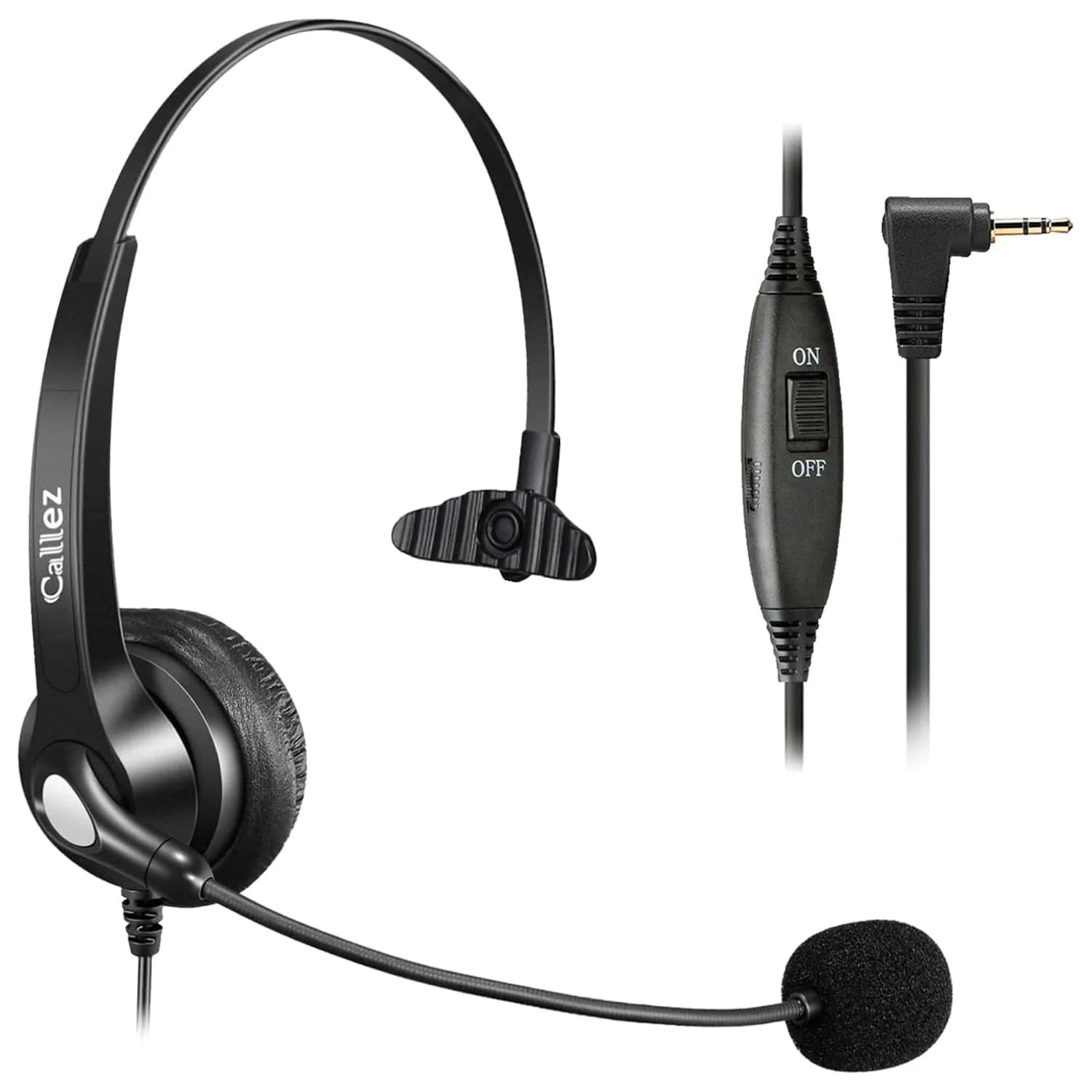 Phone Headset with Microphone Noise Cancelling & Volume Controls, 2.5mm Office Telephone Headphone for VTech Panasonic KX-TGE633M TGF352N Cisco SPA504G 508G AT&T ML17929 RCA Cordless Landline Phones Black