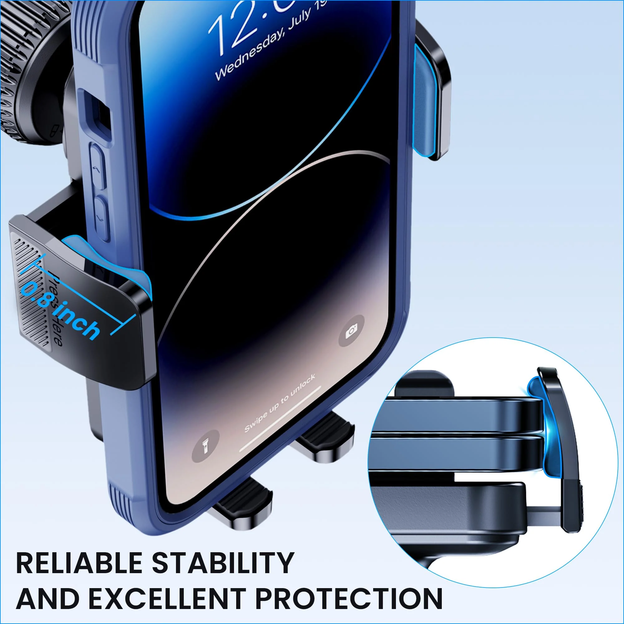 Phone Holder Car [Military Grade Suction Ultra Strong Base] Cell Phone Car Holder 3 in 1 Phone Mount for Car Dashboard Windshield Air Vent Hands-Free Car Phone Holders for iPhone Android Phones Black - Image 4