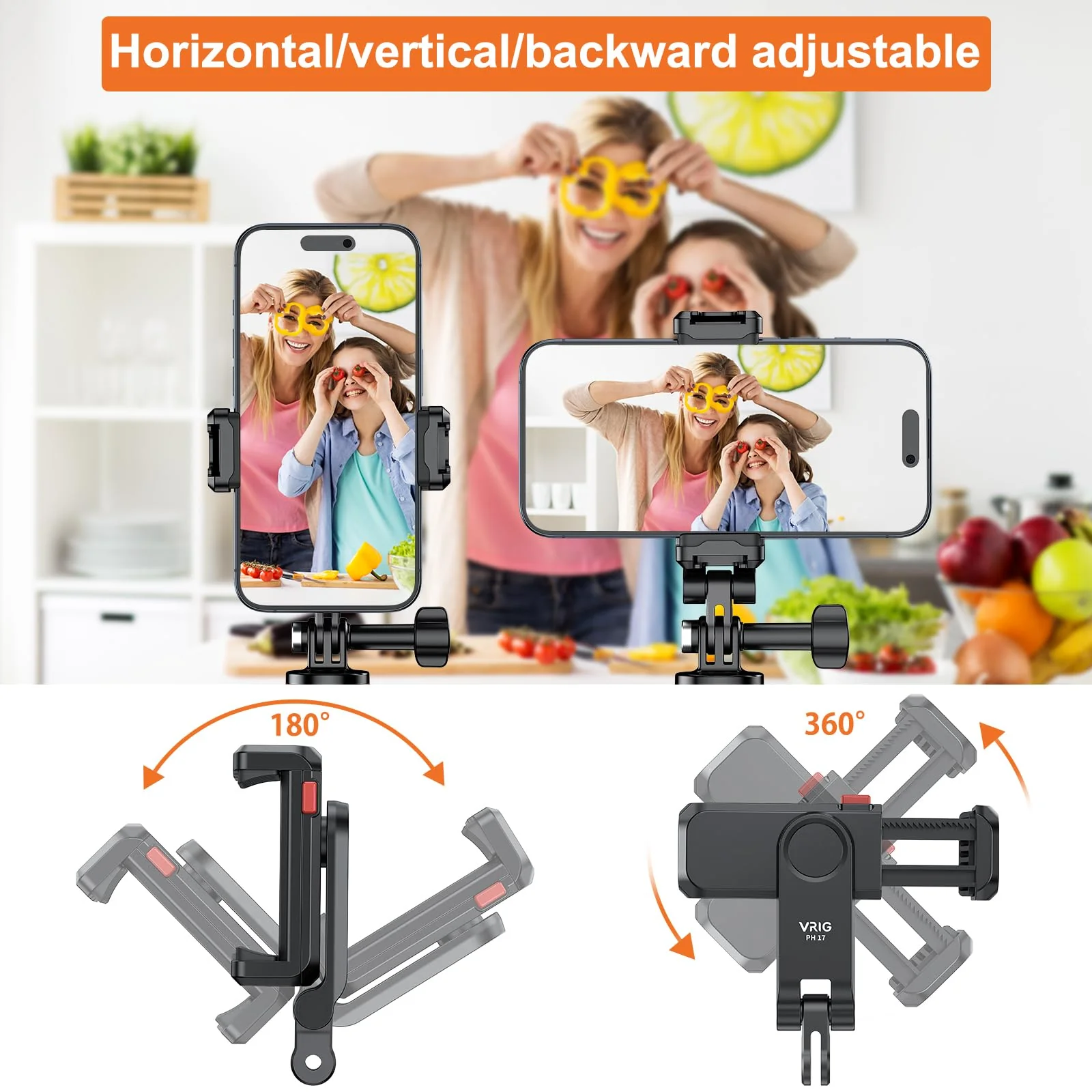 Phone Holder/Hot Shoe Mount Adapter Kit Compatible with Action Camera GoPro Hero 11 10 9 8 7 6 5, DJI OSMO Action/Action 2, iPhone13 Pro Max, Samsung, Attaching on DSLR Camera or Ring Light - Image 3