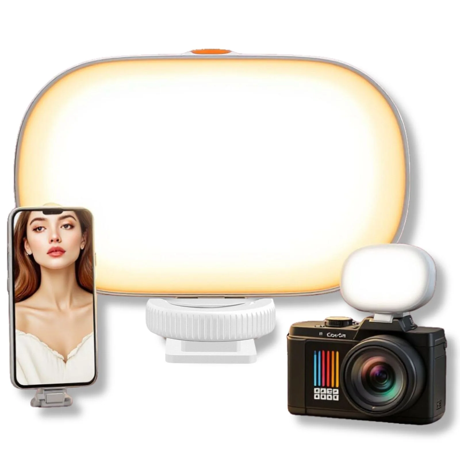 Phone Light Clip, Rechargeable Selfie Light with 600mAh Battery, Adjustable 3-Mode Light Temperature, Portable Clip-On Ring Light for Selfies, Videos, and Makeup Oval Clip Light - 600mAh