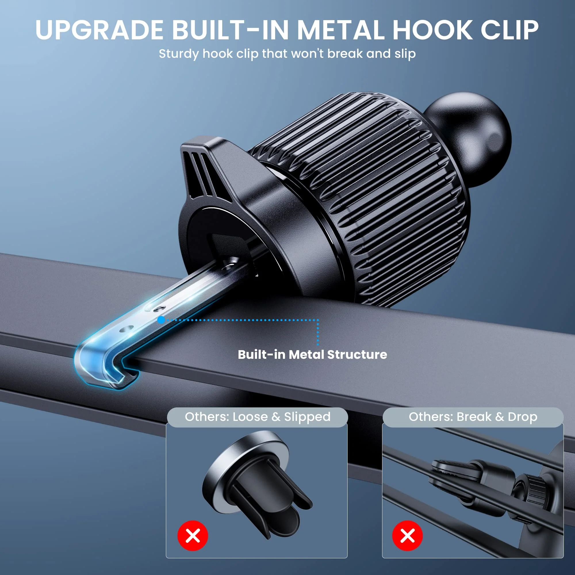 Phone Mount for Car Phone Holder Cell Phone Holder Hands Free Phone Stand for Car Vent Phone Mount Fit iPhone Android Smartphone Universal Air Vent Phone Mount-A - Image 4