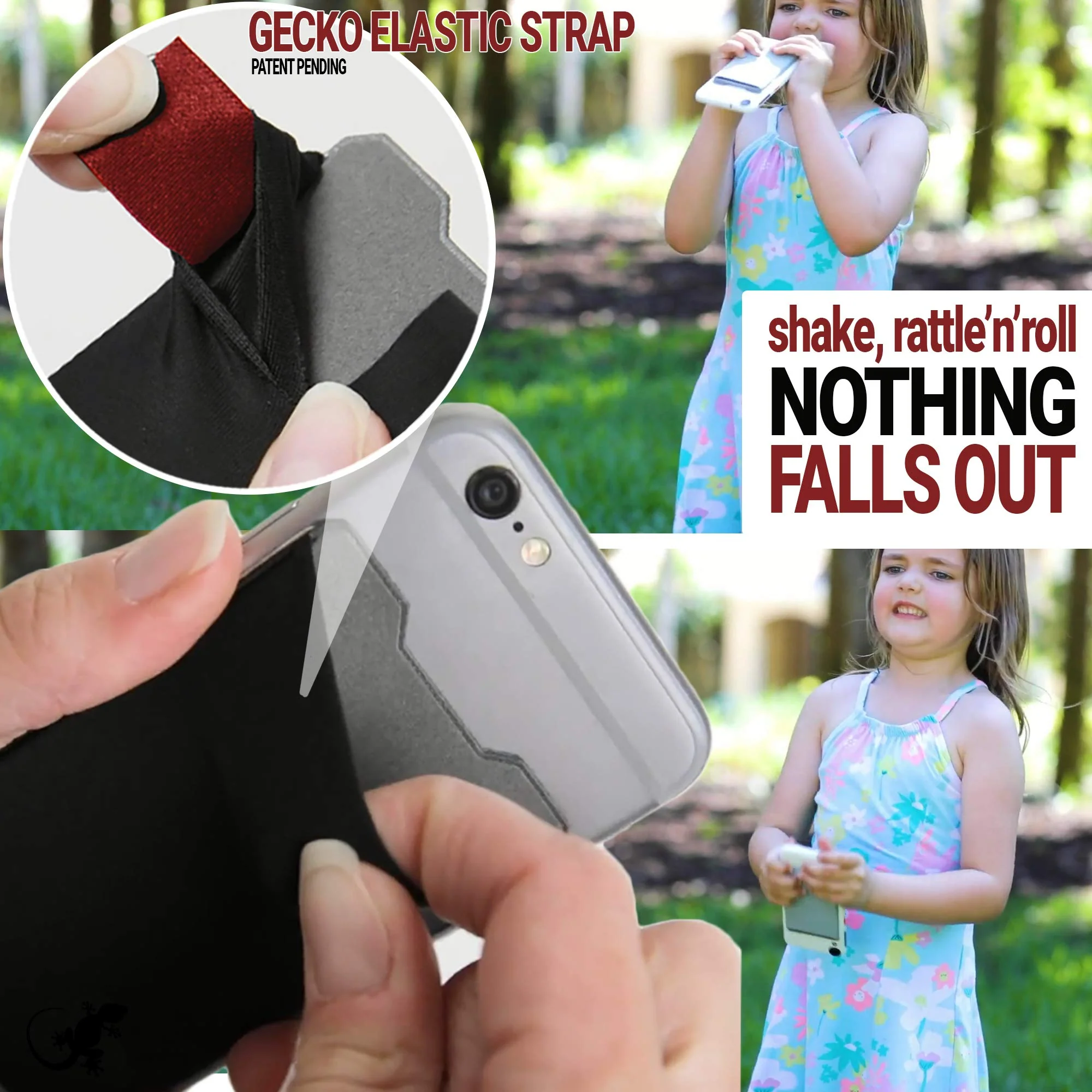 Phone Wallet - Adhesive Card Holder - Cell Phone Pouch - Stick on Lycra Pocket by Gecko - Carry Credit Cards and Cash BLACK BLACK - Image 9