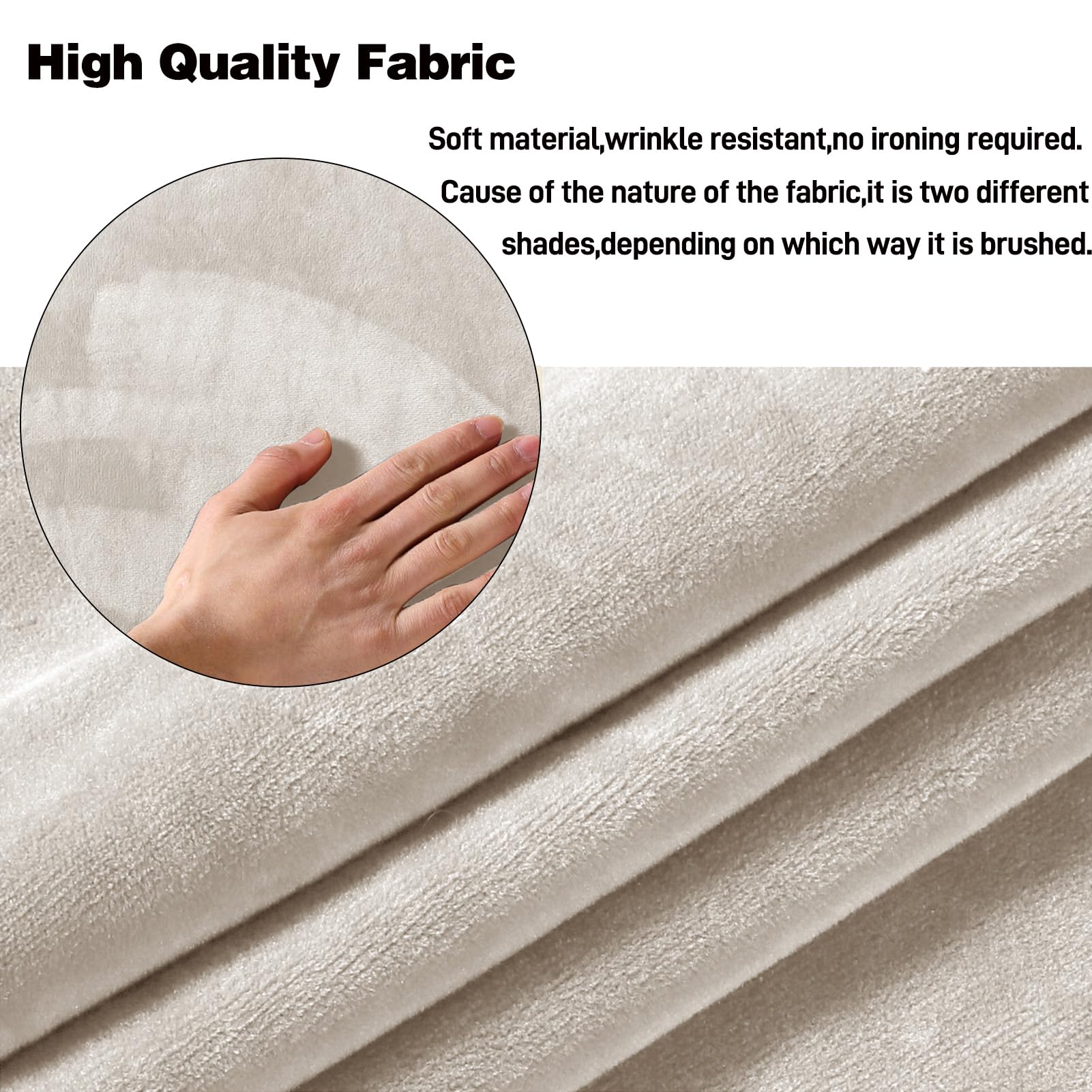 Piano Bench Cover Stretch Velvet Thick Bench Cushion Protector Cover Rectangle Bench Covers for Living Room,Bedroom,Kitchen(Medium Size,Beige) Velvet Fabric Beige Medium - Image 3