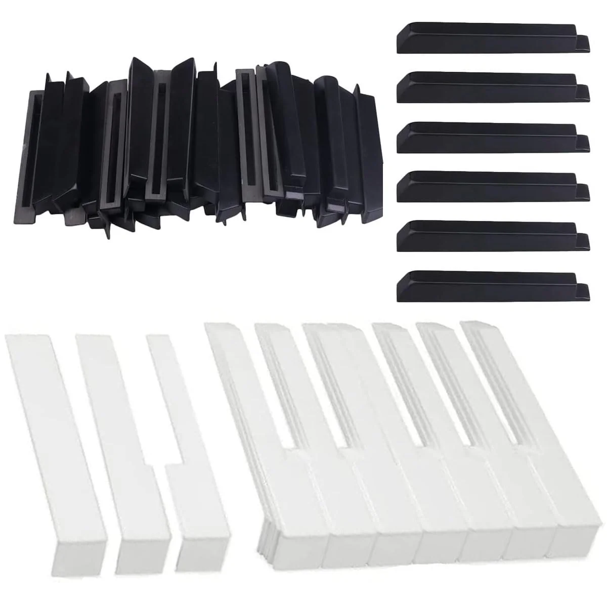 Piano Keytops Replacement - 88 Key Complete Set, Black and White Plastic Keys Top Repair Kit
