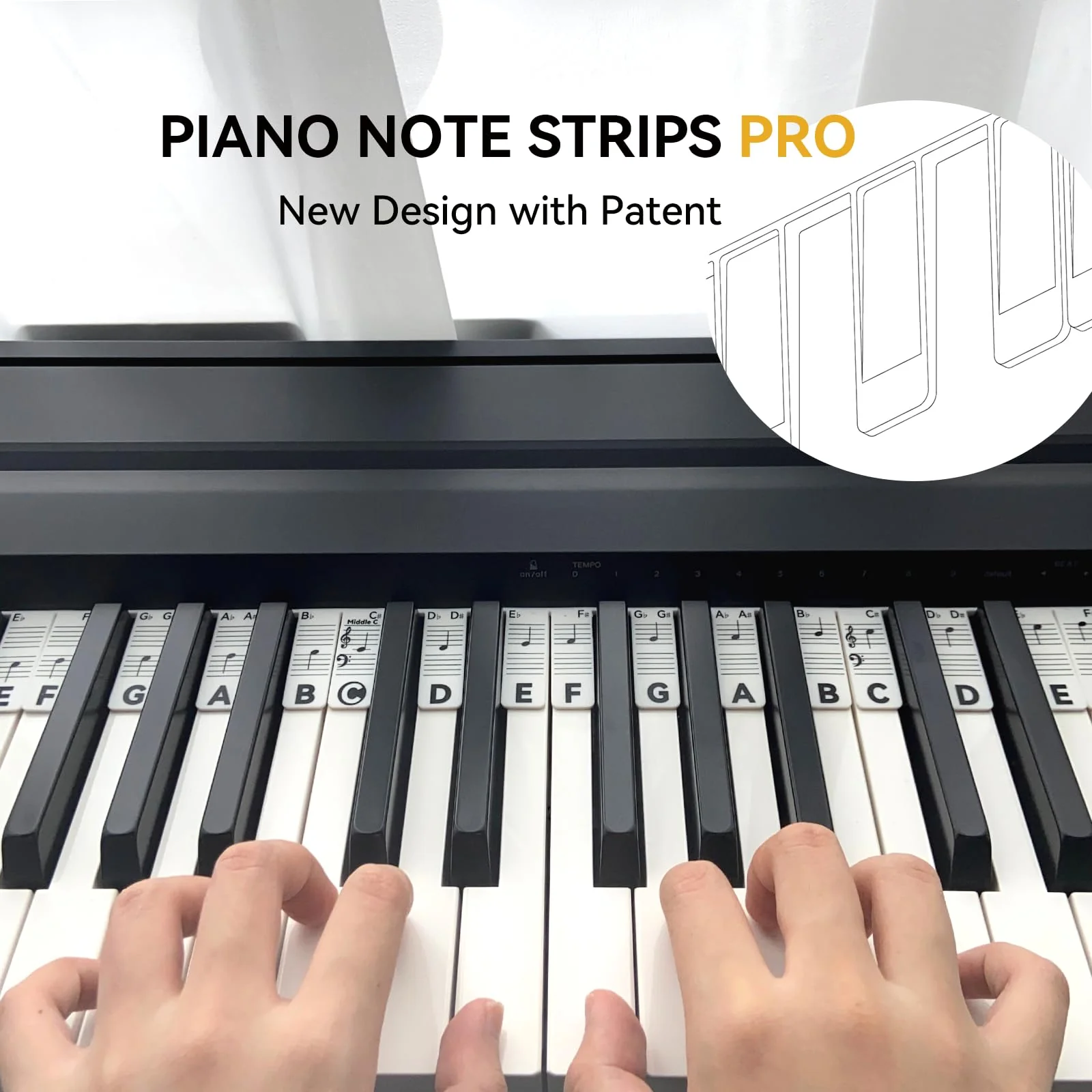 Piano Note Strips Pro, Thickened Anti-Stuck, Fit 88/61 Key Piano Keyboard, Design for Beginner Learning (Classic Black Pro) Classic Black Pro - Image 2