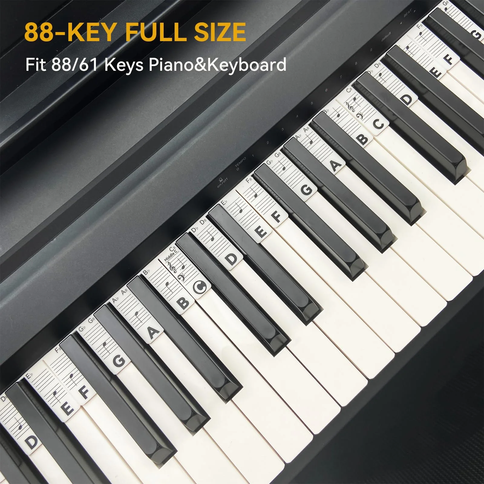 Piano Note Strips Pro, Thickened Anti-Stuck, Fit 88/61 Key Piano Keyboard, Design for Beginner Learning (Classic Black Pro) Classic Black Pro - Image 7