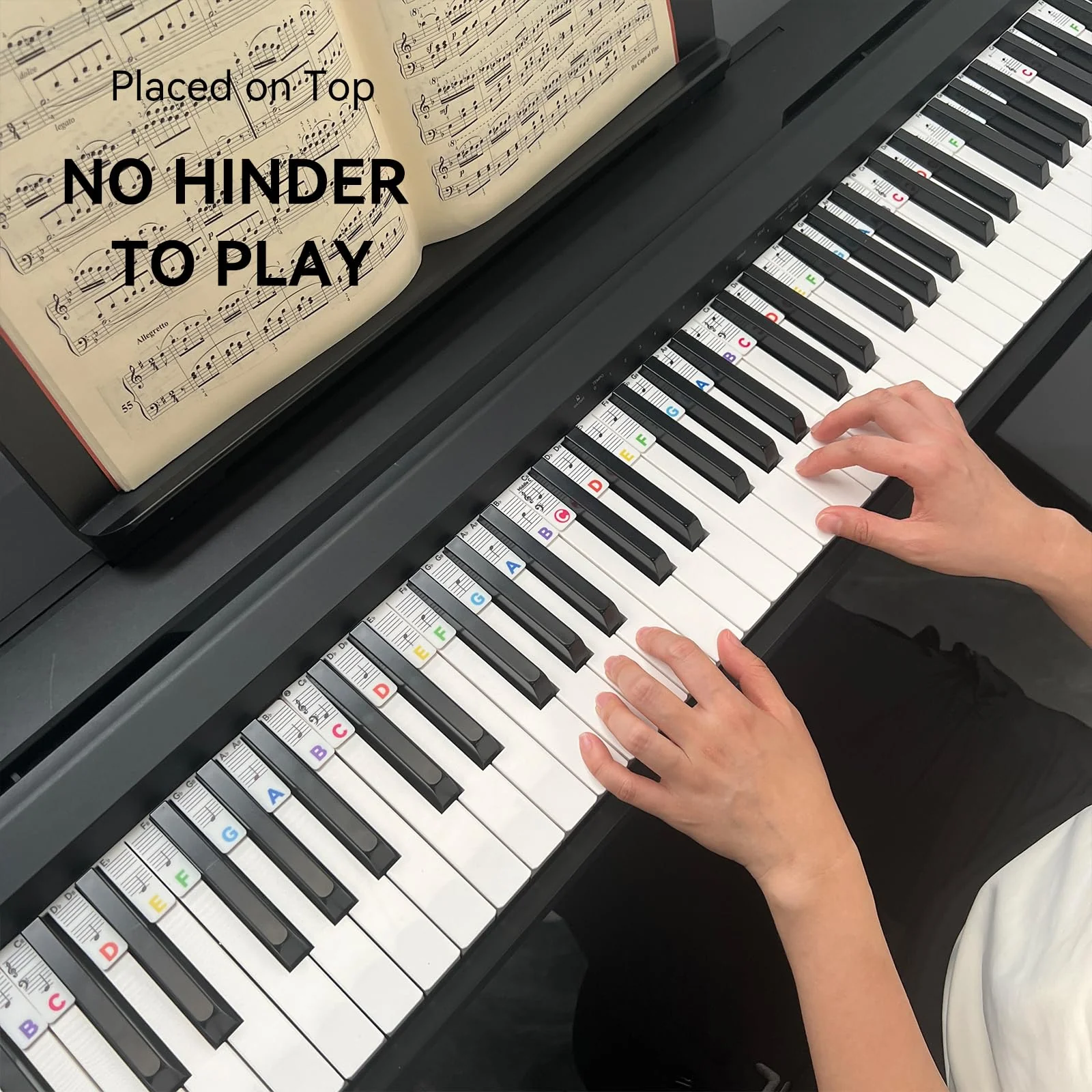 Piano Note Strips with Black Keys, Fit 88/76 Key Piano Keyboard Learning, Removable Piano Key Stickers 88Key-Rainbow - Image 6