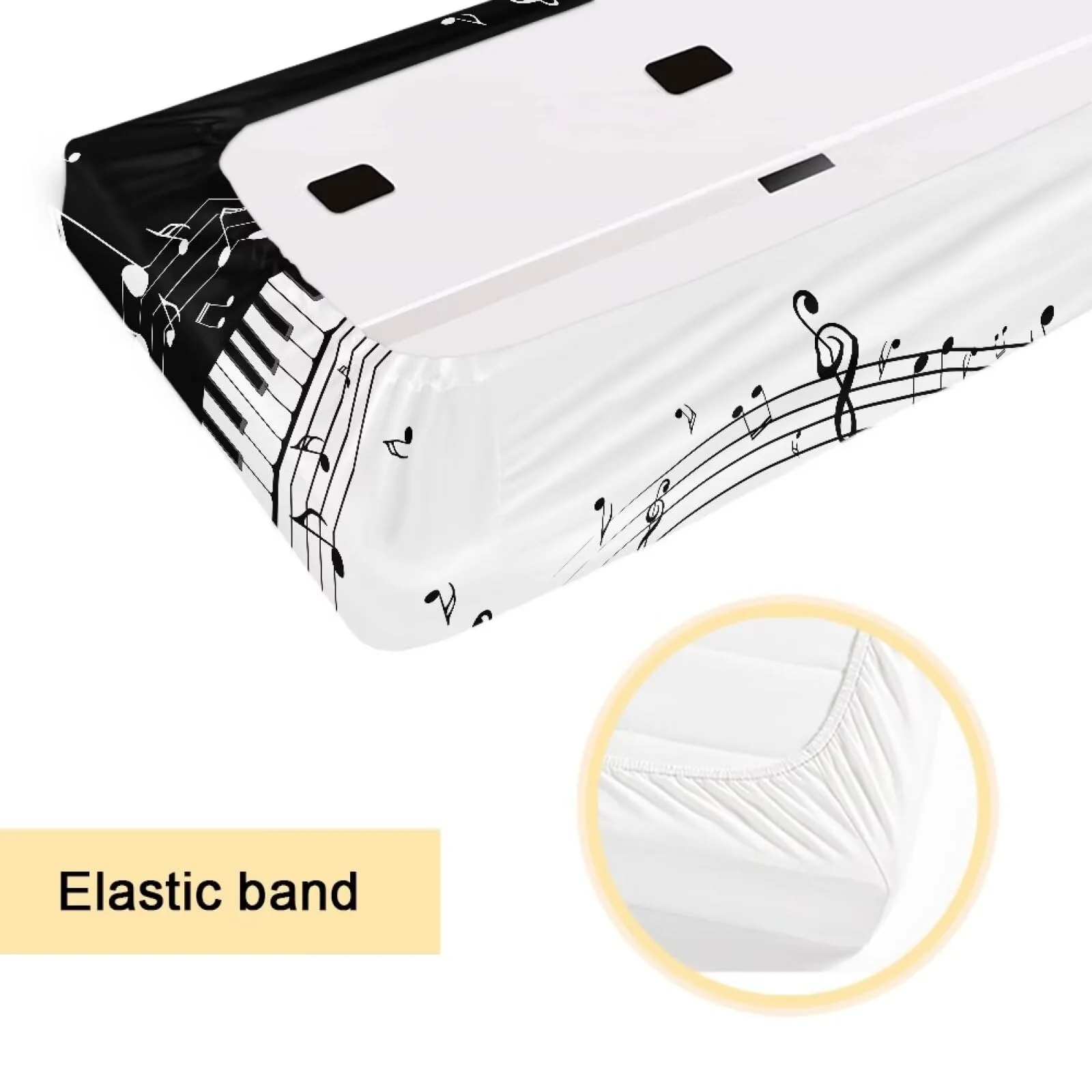 Piano Print Piano Keyboard Dust Cover 88 Keys Full Cover Piano Keyboard Covers Stretchy Waterproof Cloth Electric Piano Keyboard Covers L Size (88 Keys) - Image 4
