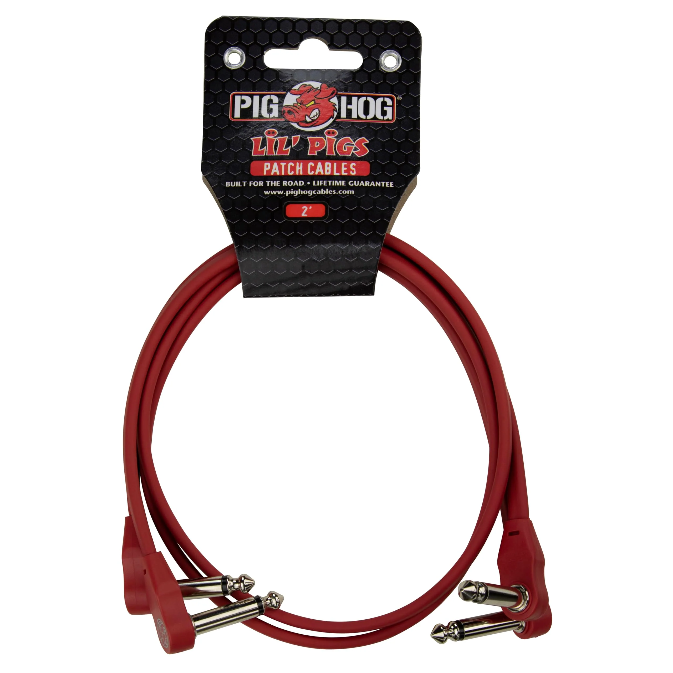 Pig Hog Lil Pigs 2 ft Low Profile Patch Cables 2 Pack, Candy Apple Red