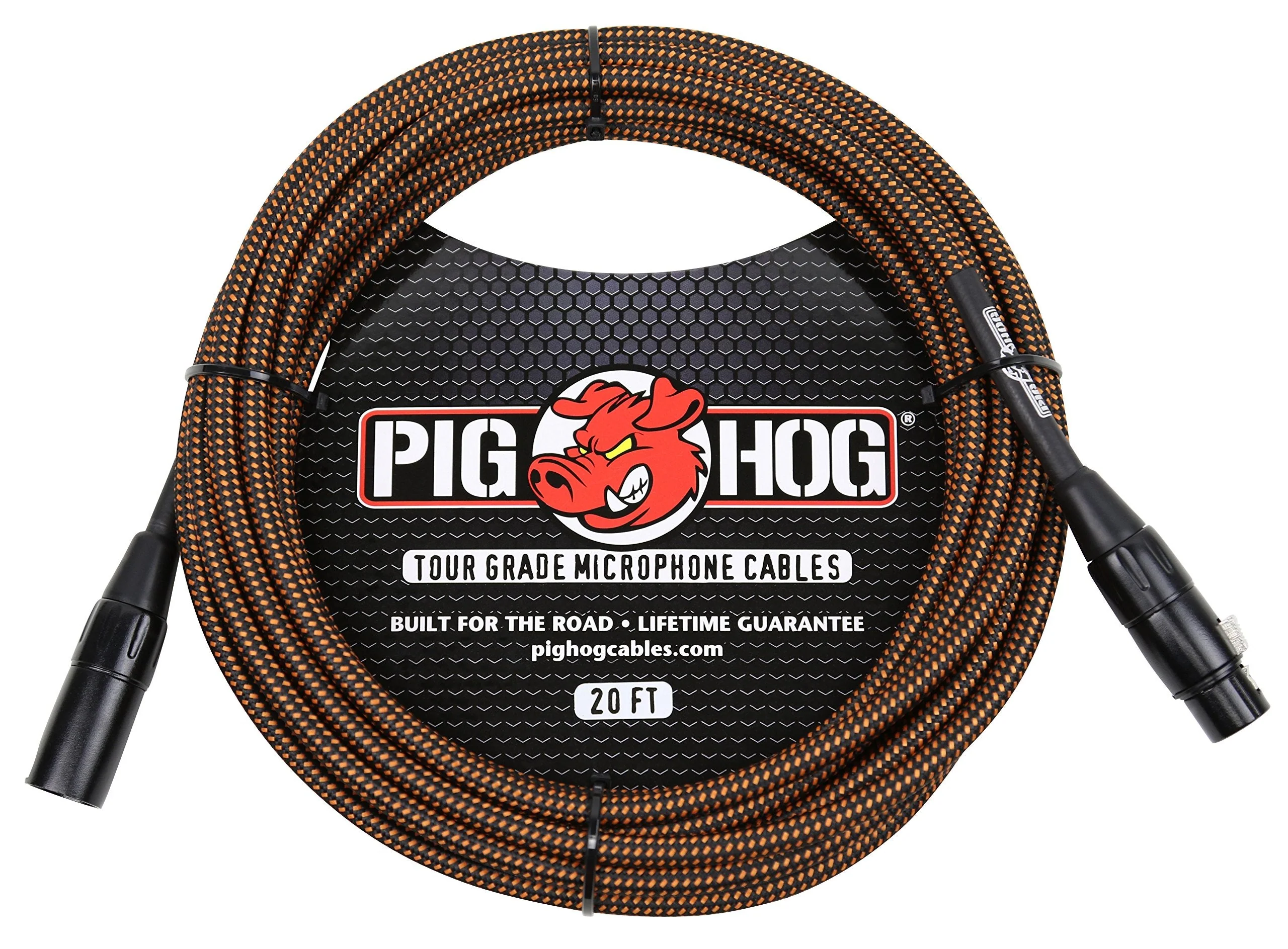 Pig Hog PHM20ORG Black/Orange Woven High Performance XLR Microphone Cable, 20 Feet 20 ft.