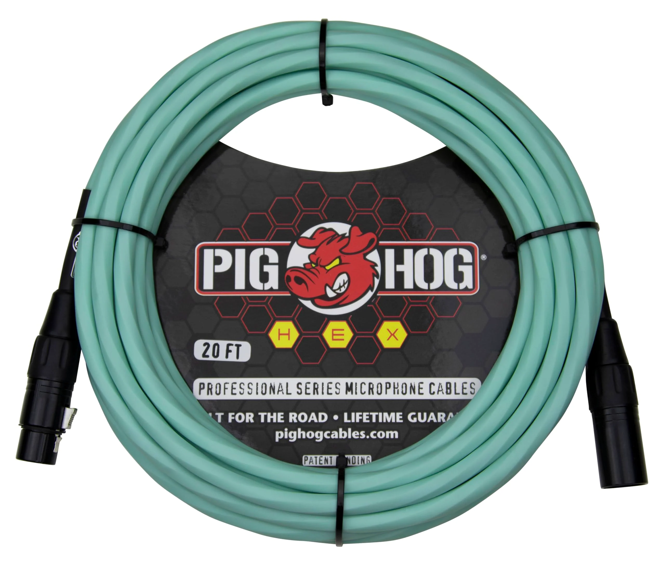 Pig Hog PHMH20SG Hex Series Mic Cable, Seafoam Green 20ft