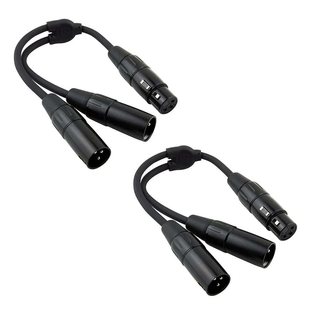 Pig Hog PYXF2X XLR-XLR Black, 6 inch in Pair (PYXF2XM) Bundle