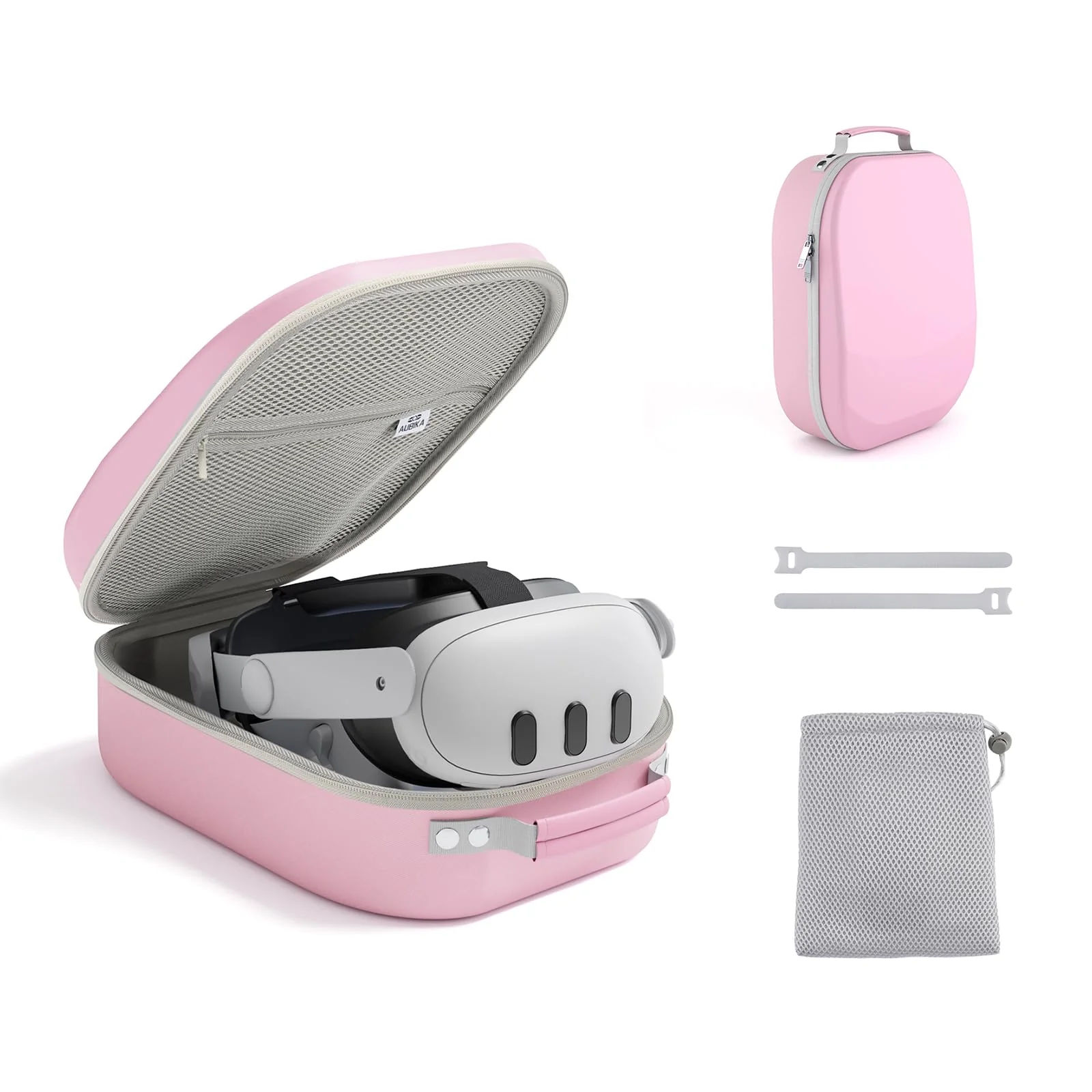 Pink Carrying Case for Meta Quest 3/Oculus Quest 2/Pico 4/Quest Pro/Vision Pro, Compatible with Elite/Battery Headset Strap Accessories, Hard Travel Case