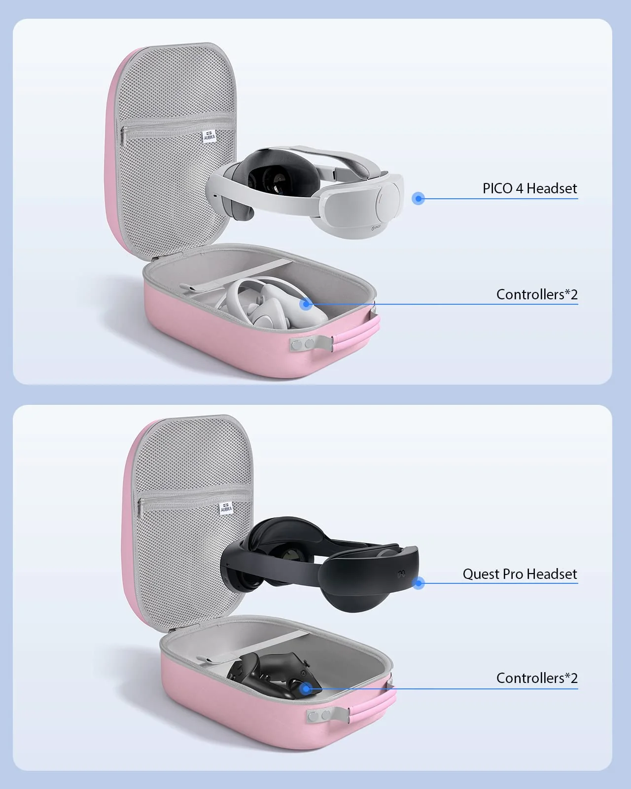 Pink Carrying Case for Meta Quest 3/Oculus Quest 2/Pico 4/Quest Pro/Vision Pro, Compatible with Elite/Battery Headset Strap Accessories, Hard Travel Case - Image 2