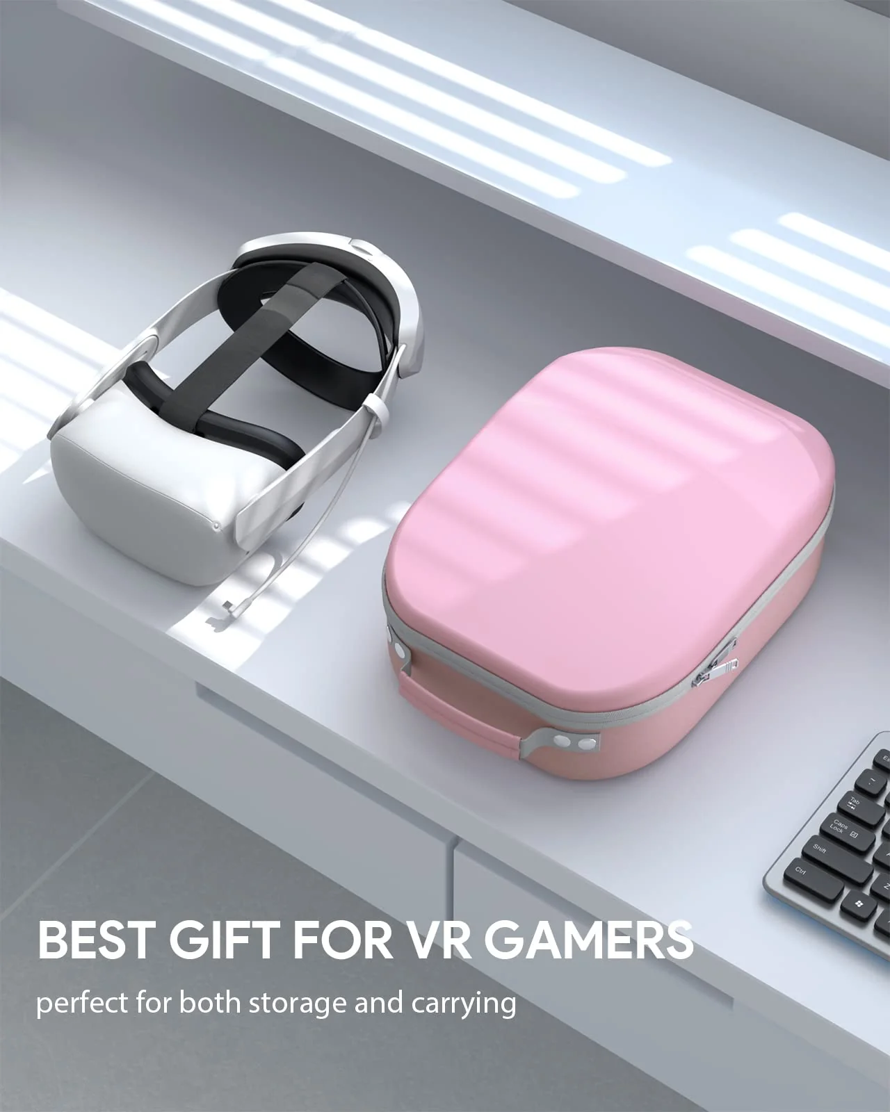 Pink Carrying Case for Meta Quest 3/Oculus Quest 2/Pico 4/Quest Pro/Vision Pro, Compatible with Elite/Battery Headset Strap Accessories, Hard Travel Case - Image 8