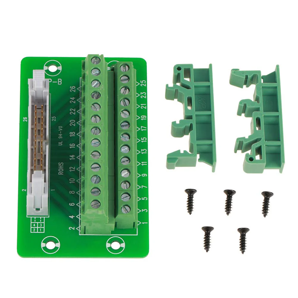 Pins and Cage Copper IDC-26P DIN Rail 26Pin 5mm Transfer Terminal Block Horn Seat Connector Terminal Board with Bracket