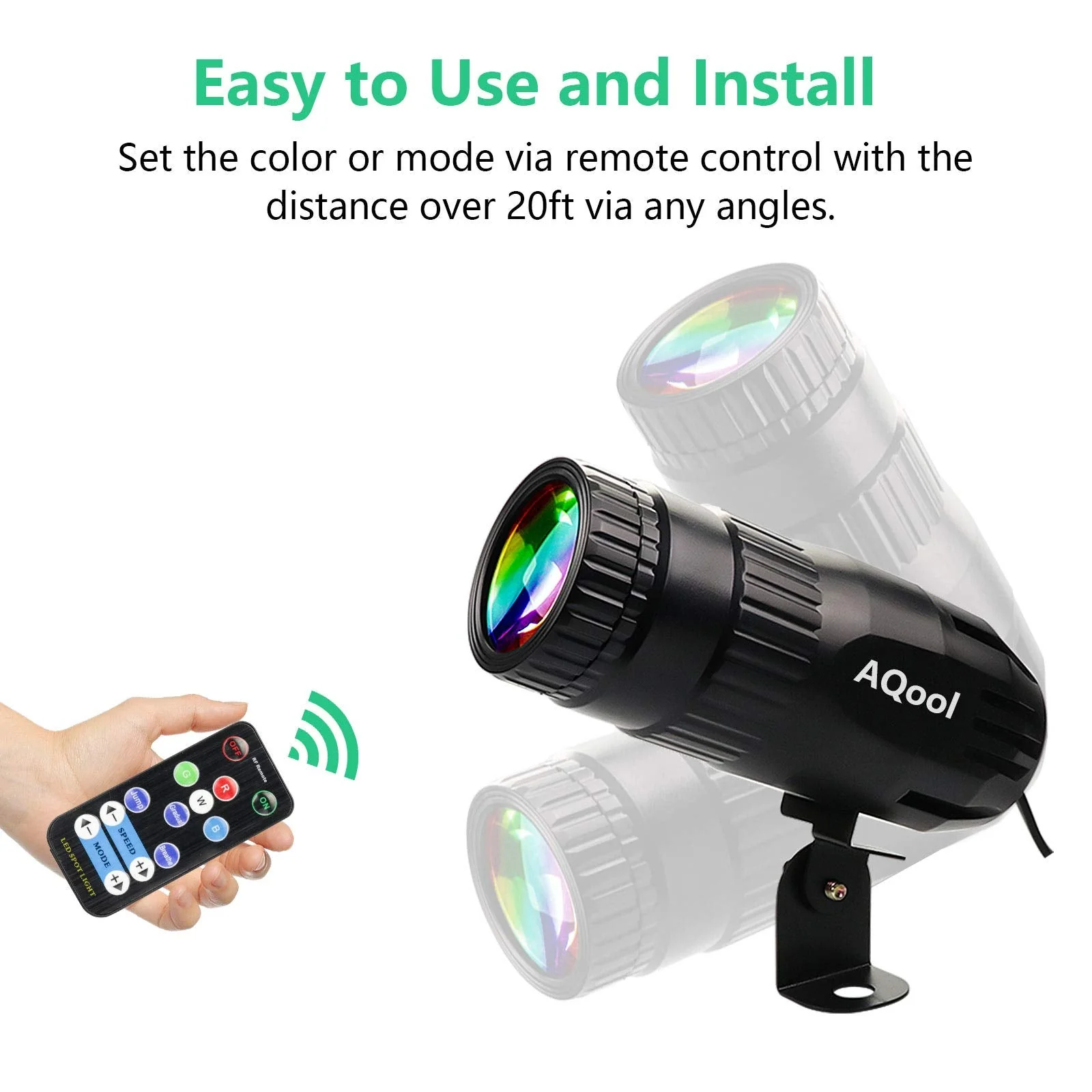 Pinspot Light, AQool Mini 15W Mirror Ball Spotlight, Super Bright RGBW LED Beam Pinspot Lights, Remote Control Stage Lighting for DJ Disco Band Dance Party Show Bar Club Wedding - Image 5