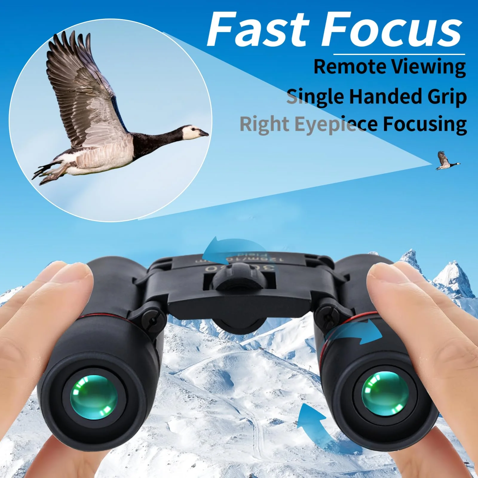PISEZ 30X60 Compact Binoculars for Adults and Kids,Lightweight Foldable Easy Focus Small Binoculars for Bird Watching Hunting Concert Traveling Theater Opera Sightseeing black - Image 9