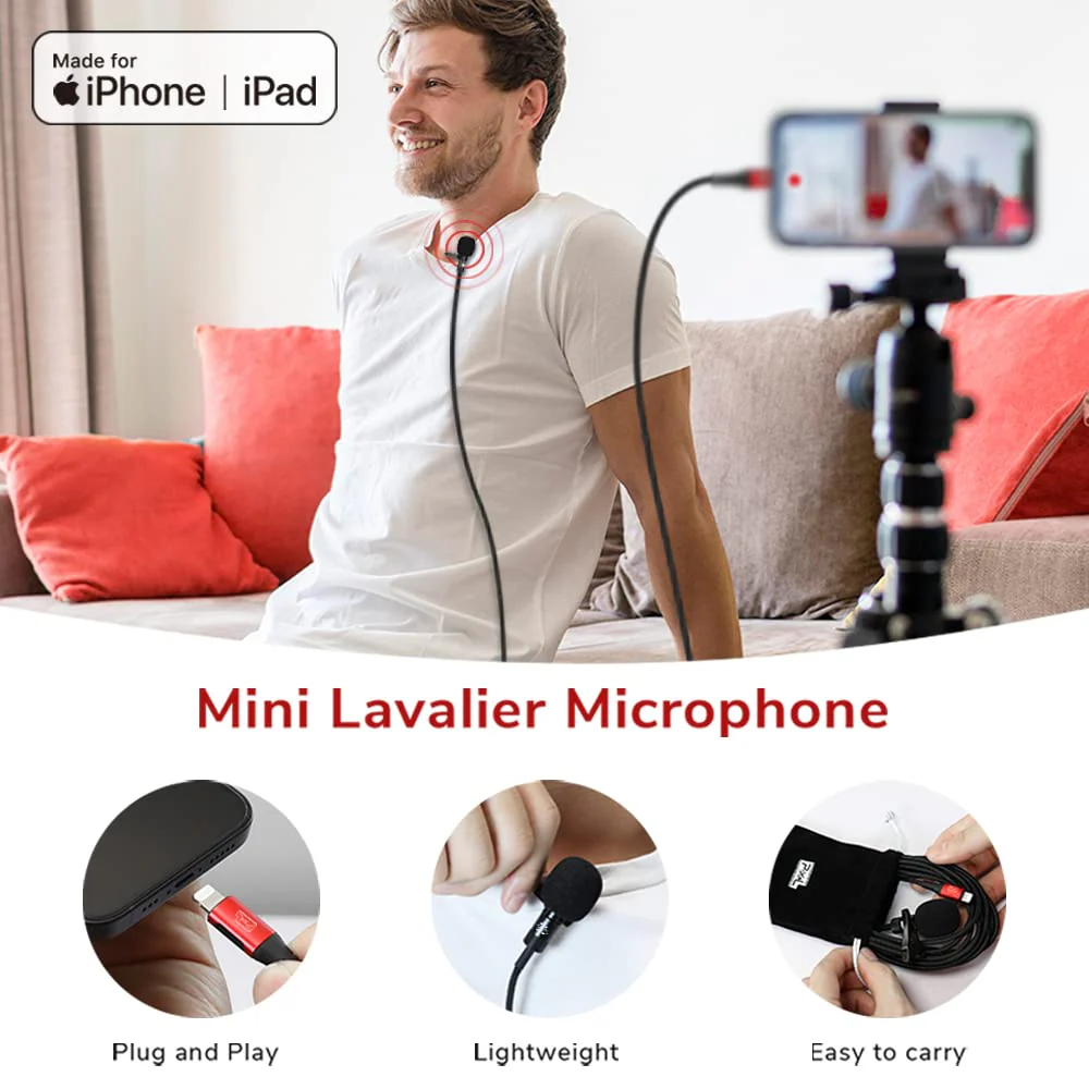 PIXEL Mini Lavalier Microphone for iPhone iPad (Apple MFi-Certified), Lightning Mini Lapel Mic for YouTube TikTok Video Recording Vlogging Live Streaming (5ft) 5ft (1.5m) - Image 6