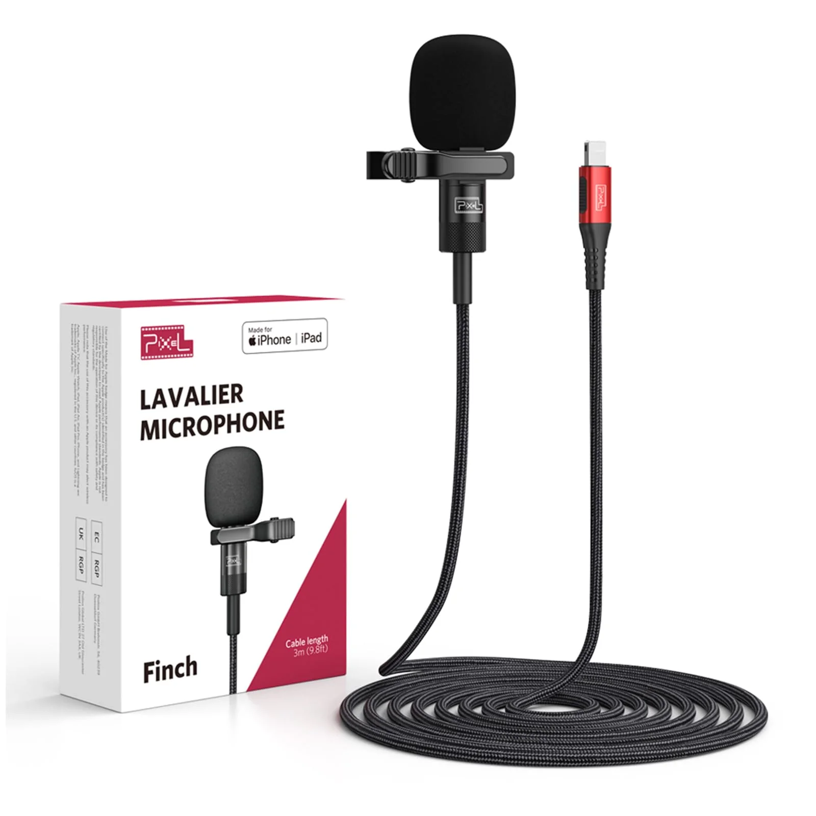 PIXEL Mini Lavalier Microphone for iPhone iPad (Apple MFi-Certified), Lightning Mini Lapel Mic for YouTube TikTok Video Recording Vlogging Live Streaming (6.5ft) 6.5ft (2m)