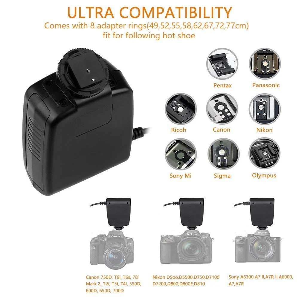 PLOTURE Flash Light with LCD Display Adapter Rings and Flash Diff-Users Works with Canon Nikon and Other DSLR Cameras - Image 5