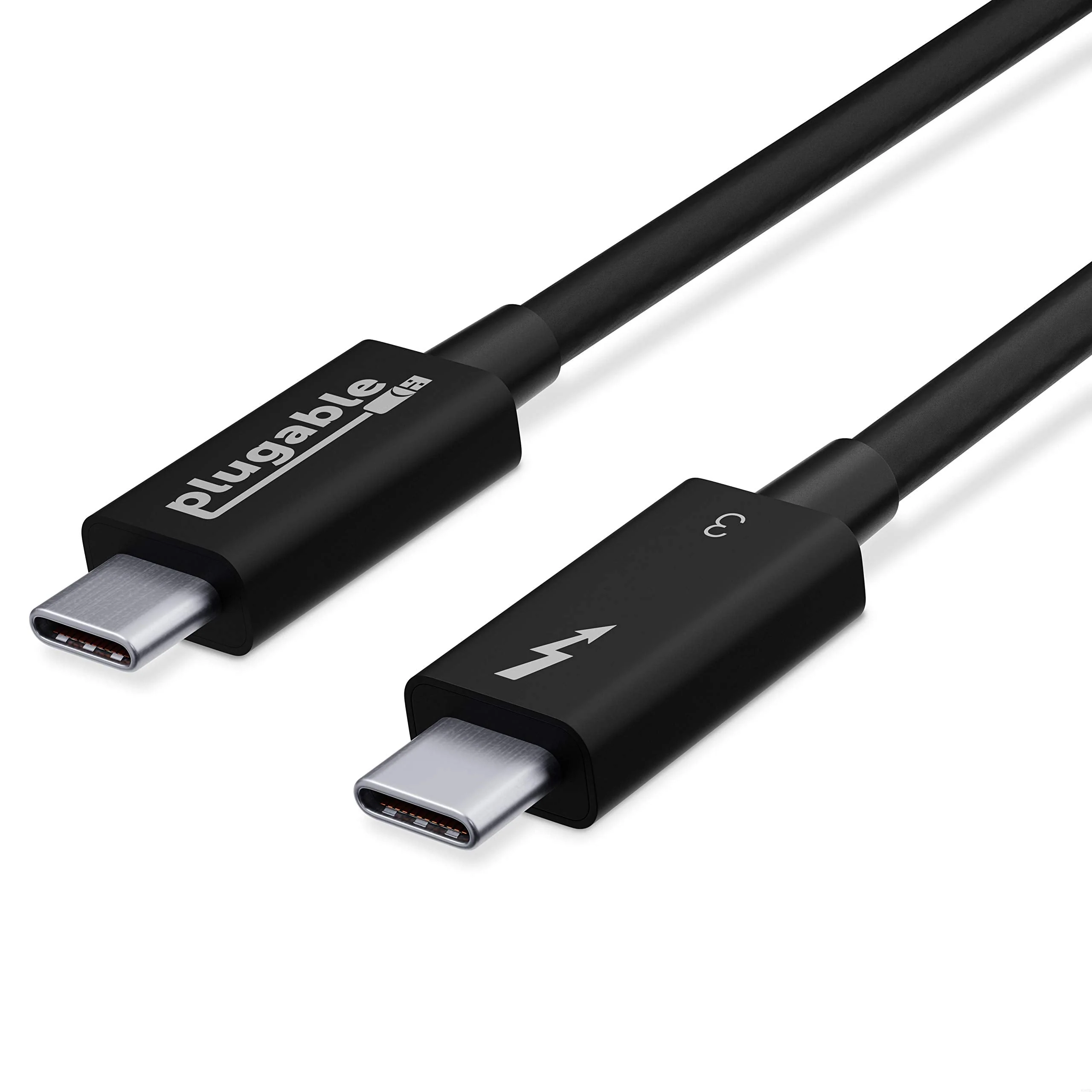 Plugable Thunderbolt 3 Cable 40Gbps Supports 100W (20V, 5A) Charging, 2.6ft / 0.8m USB C Compatible [Thunderbolt 3 Certified] 0.8m 40Gb 5A