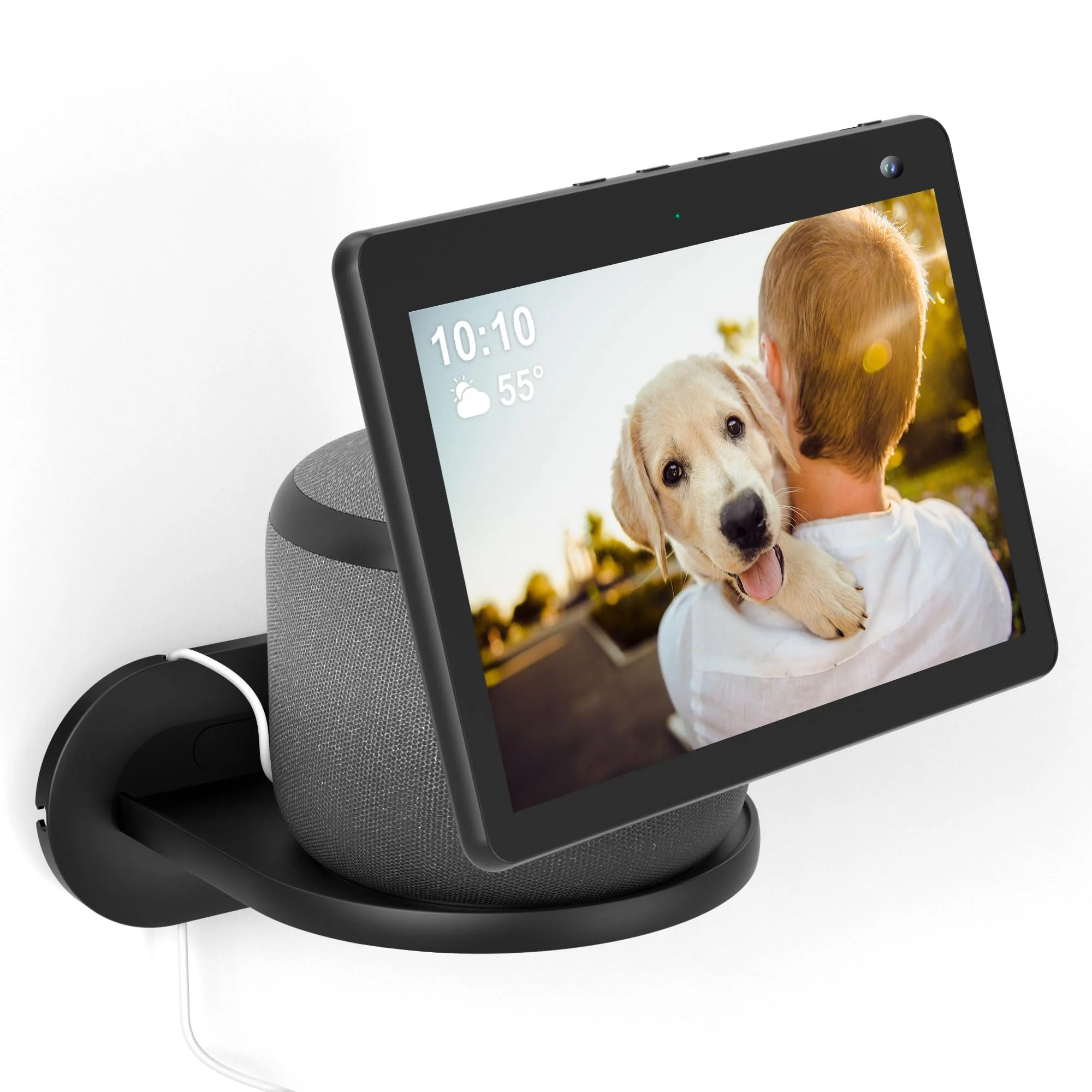 PlusAcc Wall Mount for Show 10 - Cable Management Wall Stand Shelf Compatible with Sonos Era 100 & Show 10 3rd Gen & HomePod, Space Saving Mounting Bracket with Removable Foam (Black) Black