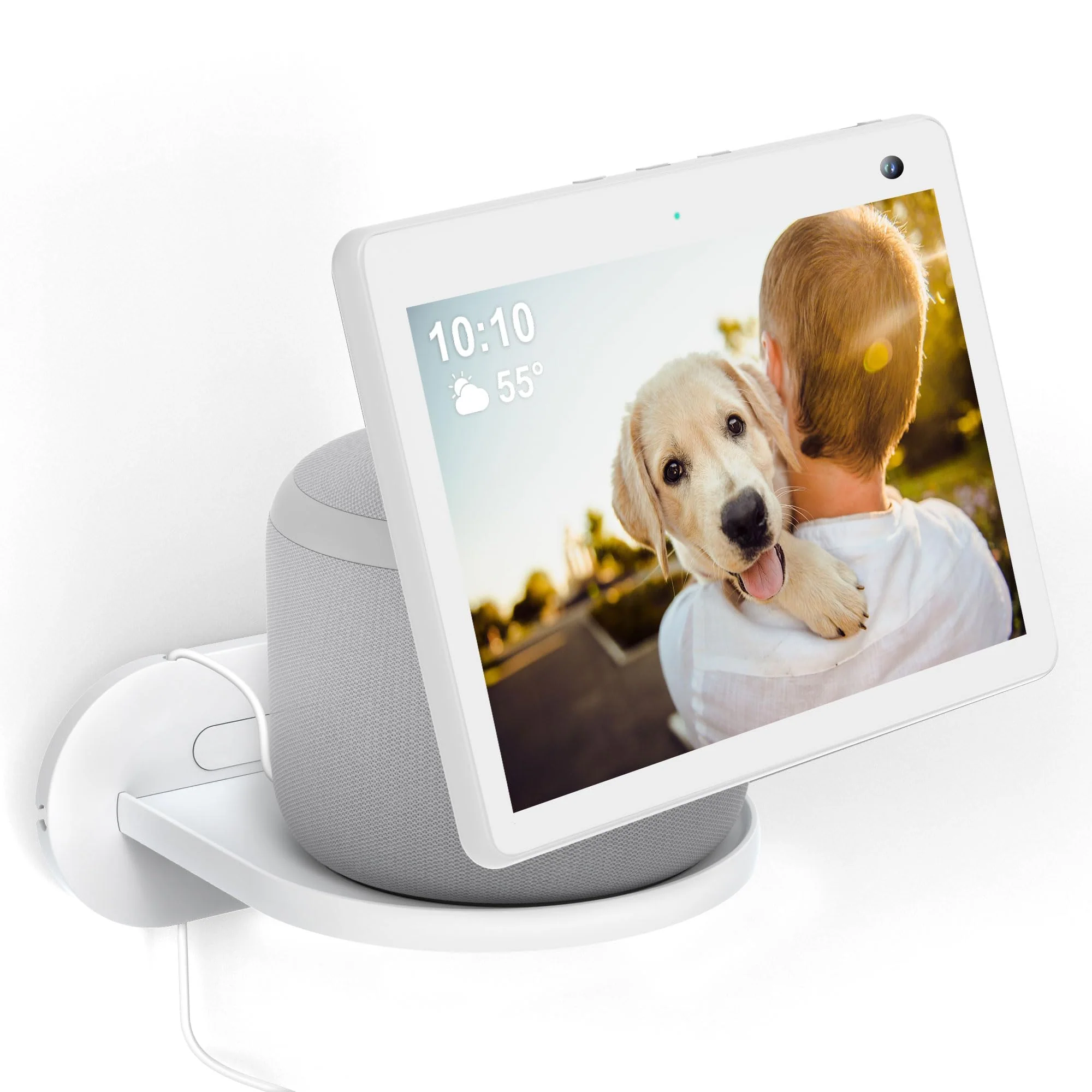 PlusAcc Wall Mount for Show 10 - Cable Management Wall Stand Shelf Compatible with Sonos Era 100 & Show 10 3rd Gen & HomePod, Space Saving Mounting Bracket with Removable Foam (White) White