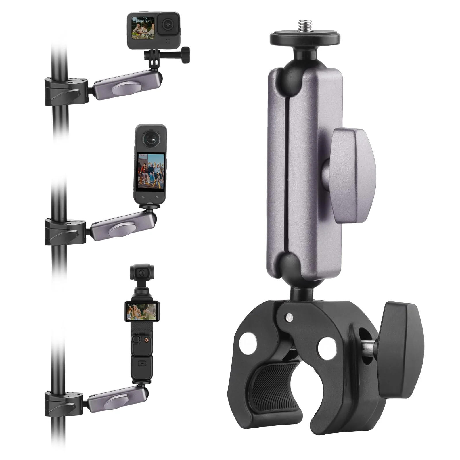 Pocket 3 Camera Bike Mount Clamp Motorcycle Handle Holder Aluminum for Insta360 X4 X3 X2 Ace Pro Go 3S, for DJI Osmo Pocket 3 2 Mobile 6 4 Action 4 3, for GoPro Max Hero Mini Accessories