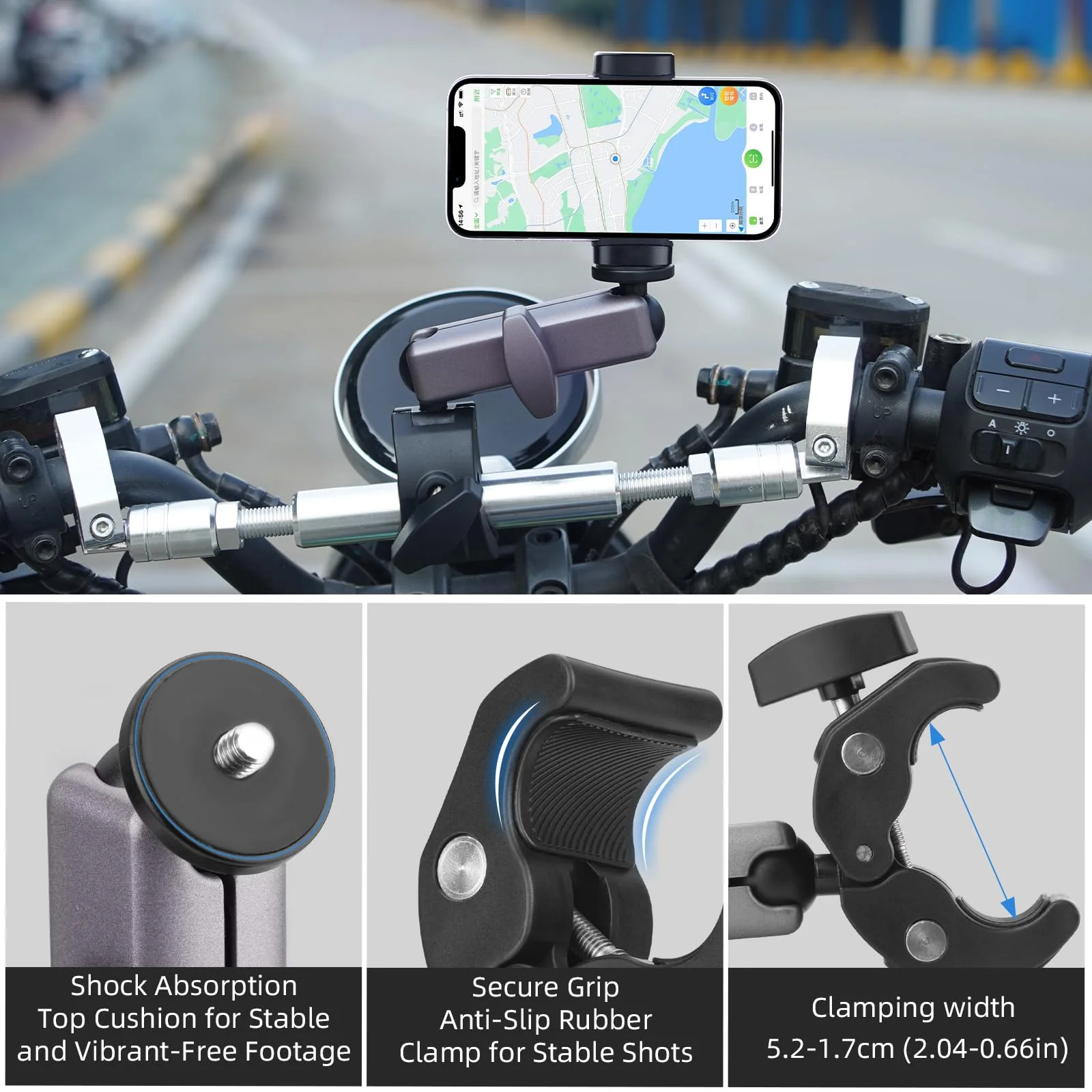 Pocket 3 Camera Bike Mount Clamp Motorcycle Handle Holder Aluminum for Insta360 X4 X3 X2 Ace Pro Go 3S, for DJI Osmo Pocket 3 2 Mobile 6 4 Action 4 3, for GoPro Max Hero Mini Accessories - Image 4