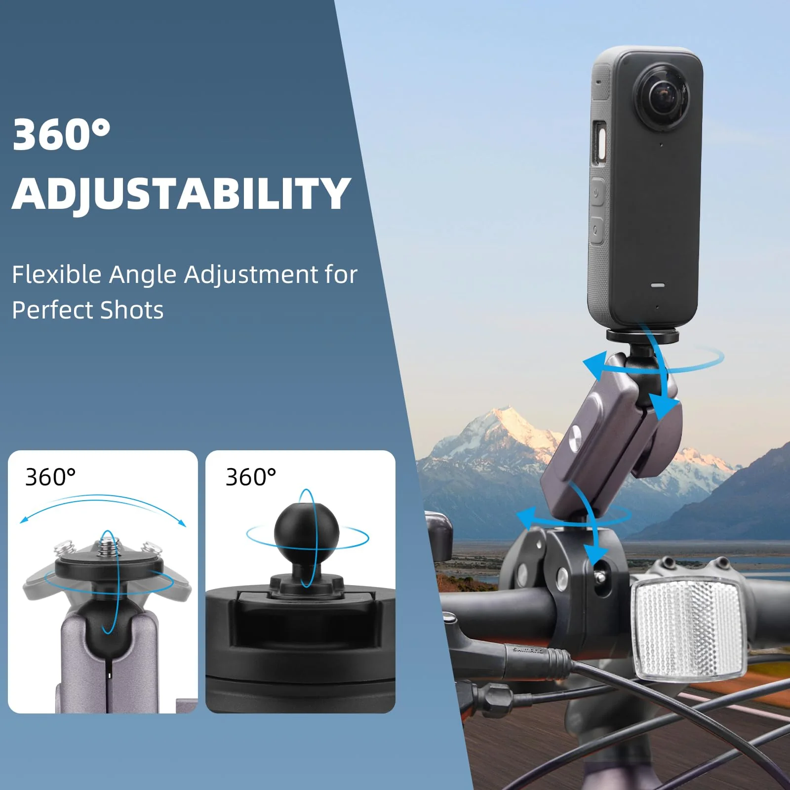 Pocket 3 Camera Bike Mount Clamp Motorcycle Handle Holder Aluminum for Insta360 X4 X3 X2 Ace Pro Go 3S, for DJI Osmo Pocket 3 2 Mobile 6 4 Action 4 3, for GoPro Max Hero Mini Accessories - Image 5