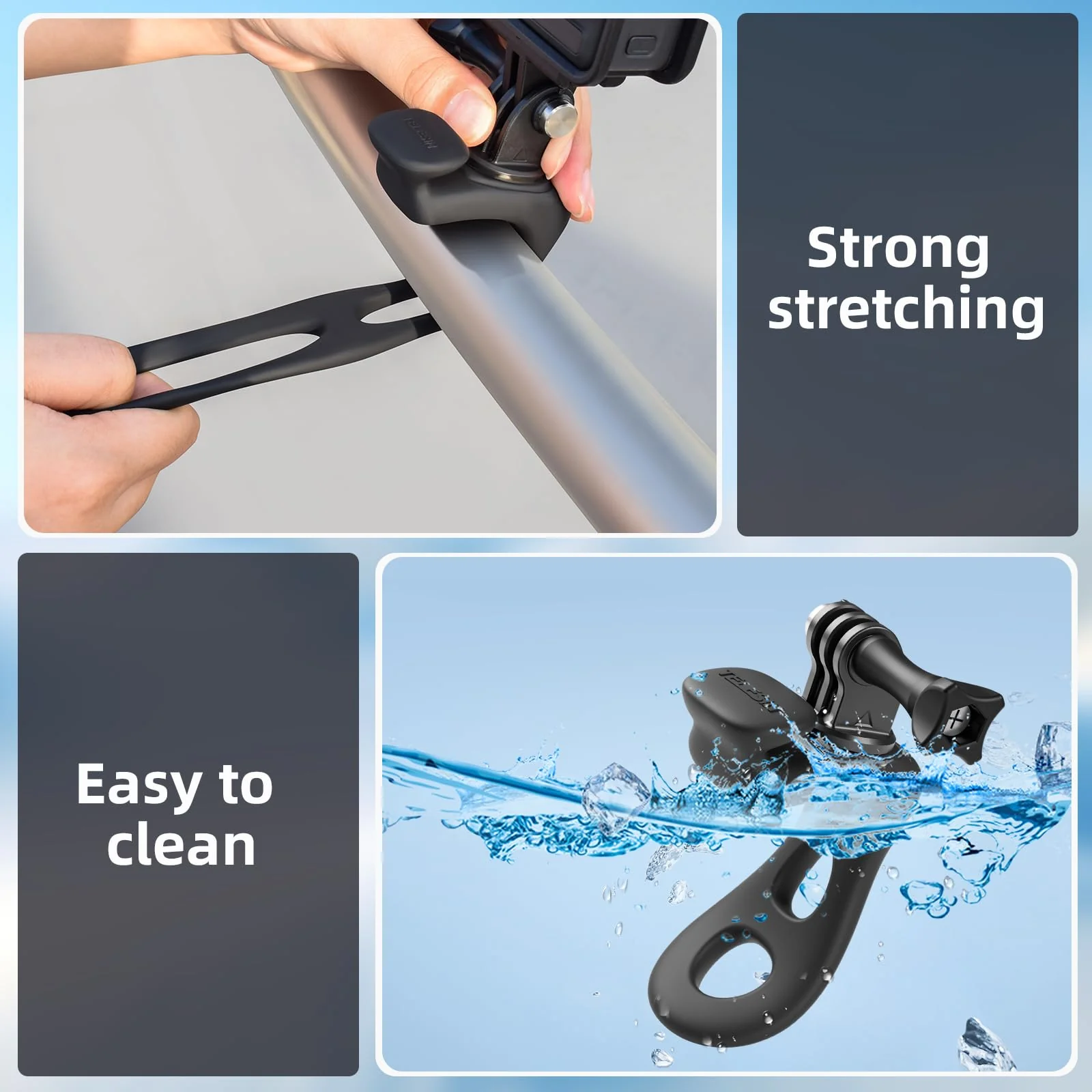 Pocket 3 Car Bike Mount Strap Flexible Wrap Band Motorcycle Handlebar Fence Holder Accessories for Insta360 X4 X3 Ace Pro Go 3 3S, for GoPro Max Mini Hero, Osmo Pocket 3 2 Action Camera Black - Image 7