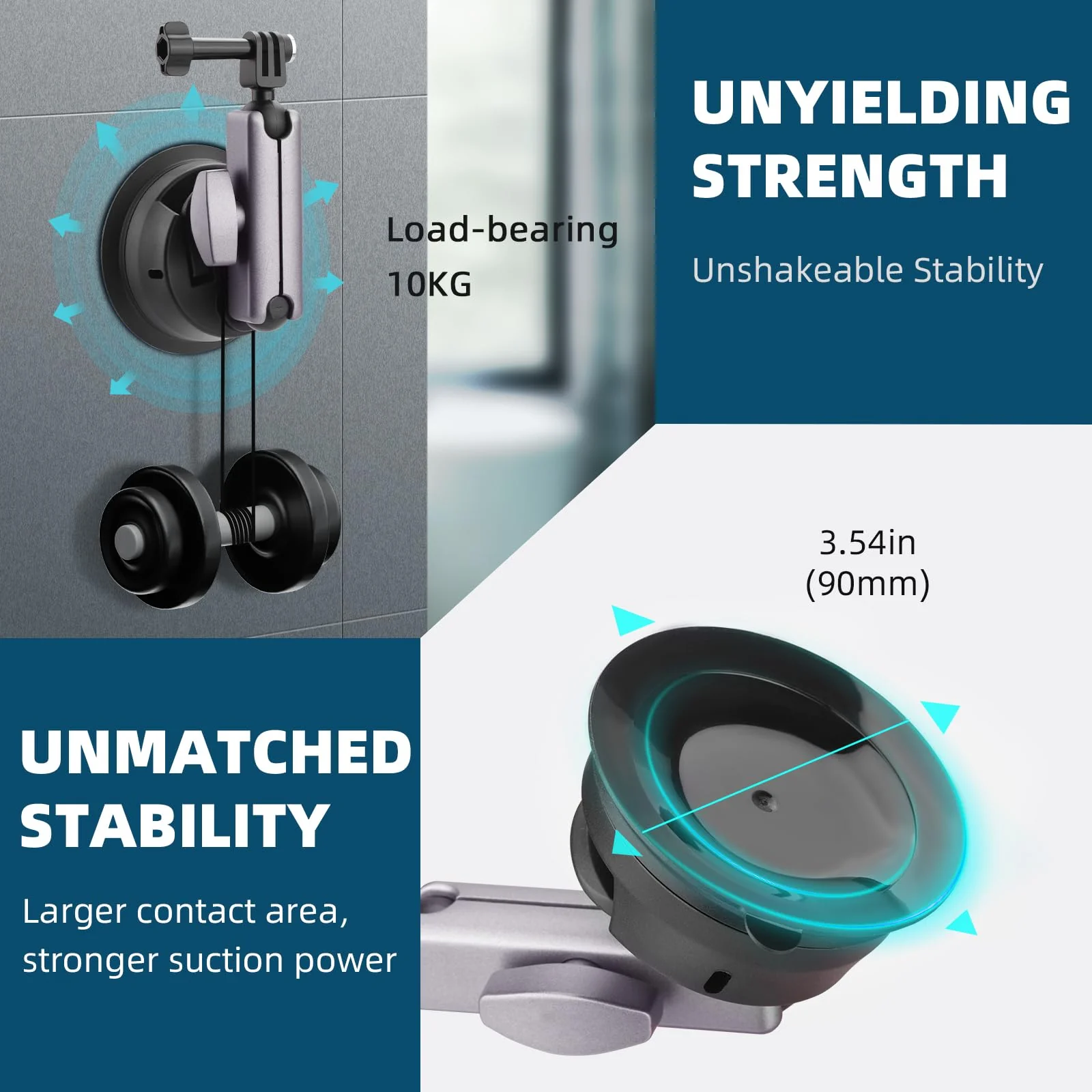 Pocket 3 Suction Cup Mount, Car Mount Windshield and Window Camera Holder for DJI Osmo Pocket 3 2, Action 4, Insta360 X4 X3 Go 3S, GoPro Hero 12 11 10 9 Accessories - Aluminum Alloy Metal - Image 3