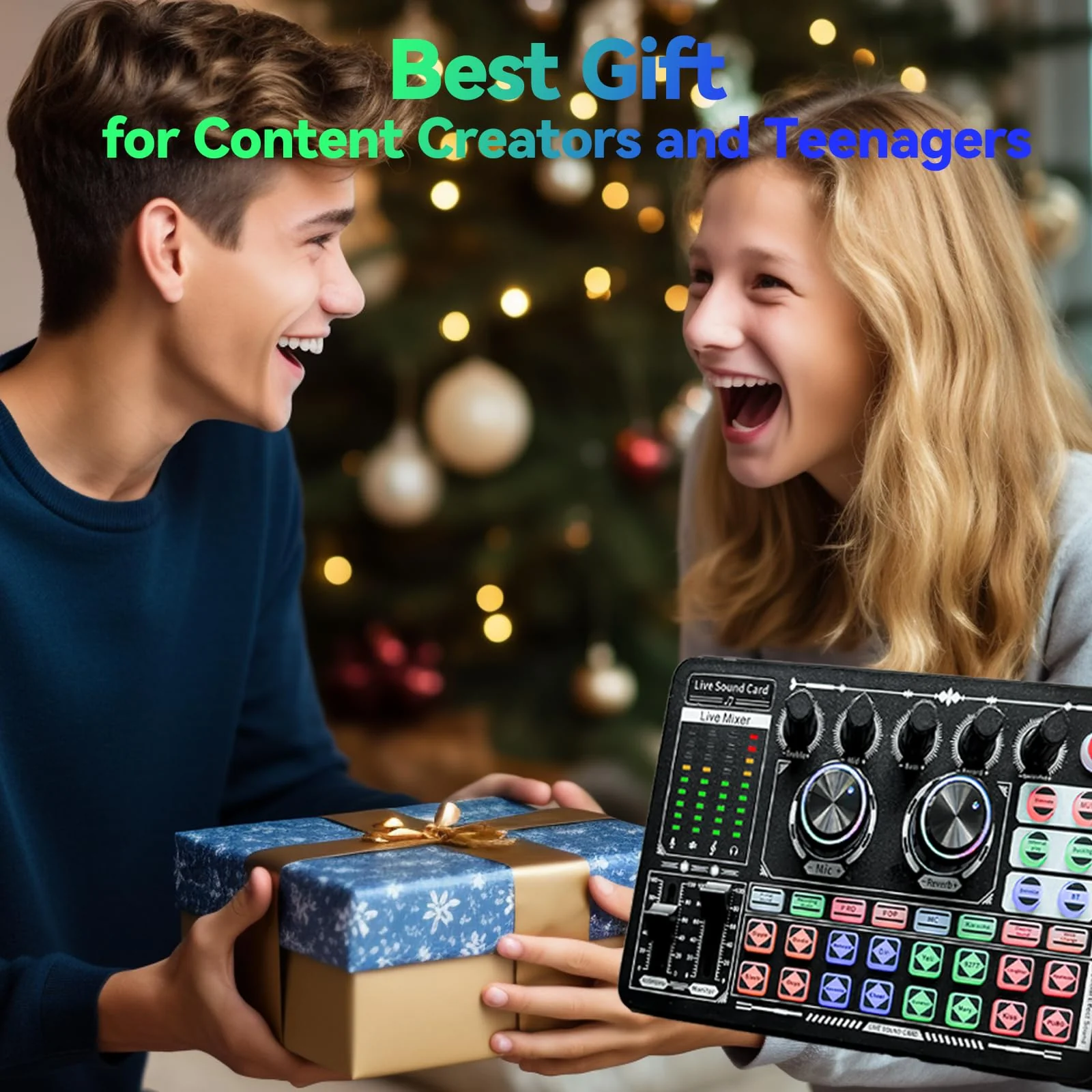 Podcast Sound Board - Music Sound Mixer with Effects, Audio Interface for PC Mac iPhone Android, Sound Card for Streaming Recording, DJ Mixer for Beginners (F999 Plus with More Cables) F999 Plus - Image 2