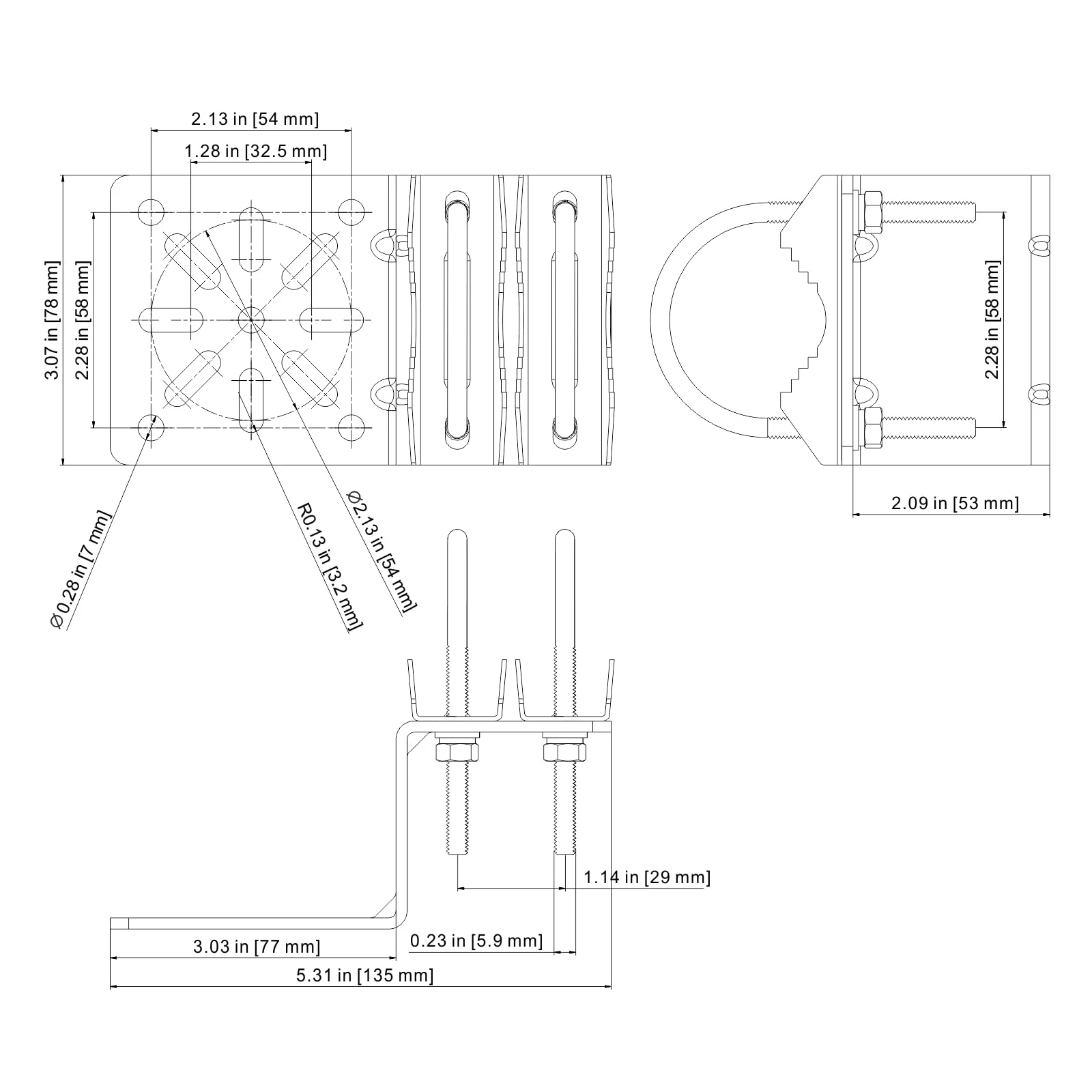 Pole Mount Bracket Anti Vibration Antenna Mount Hardware Accessories [ Without The Pole ] for Outside Home Antenna Pole Holder Antenna Pole Mount Kits N Bracket - Image 7