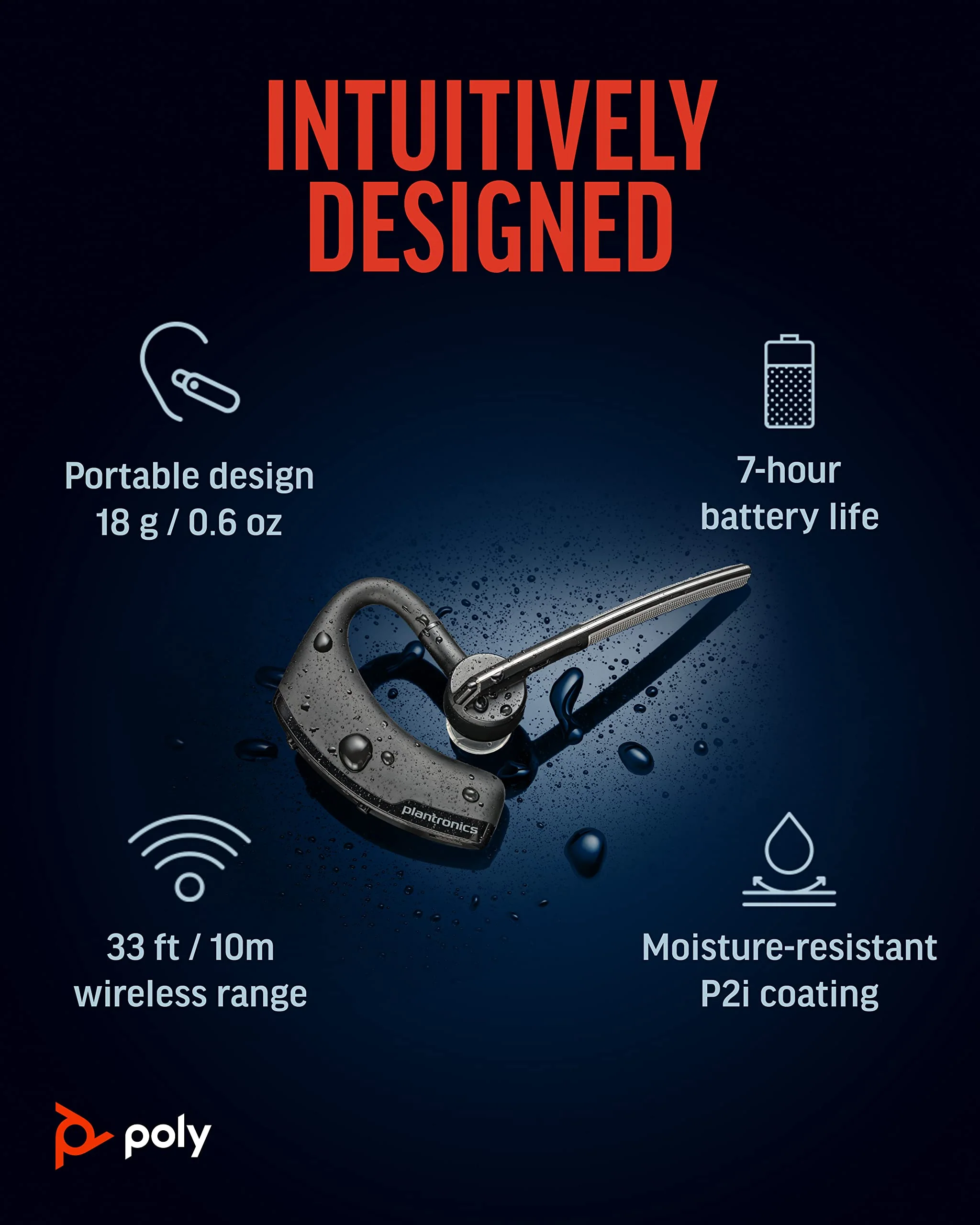 Poly Voyager Legend Wireless Headset (Plantronics) - Single-Ear Bluetooth w/Noise-Canceling Mic - Voice Controls - Mute & Volume Buttons - Ergonomic Design -Connect to Mobile/Tablet via Bluetooth -FFP - Image 6