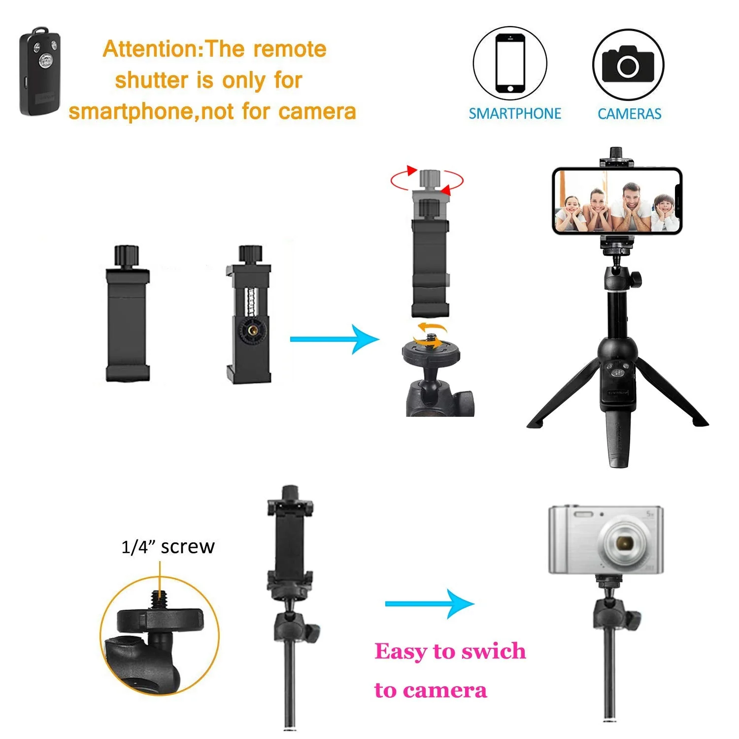 Portable 40 Inch Aluminum Alloy Selfie Stick Phone Tripod with Wireless Remote Shutter Compatible with iPhone 13 12 11 pro Xs Max Xr X 8 7 6 Plus, Android Samsung Smartphone - Image 6