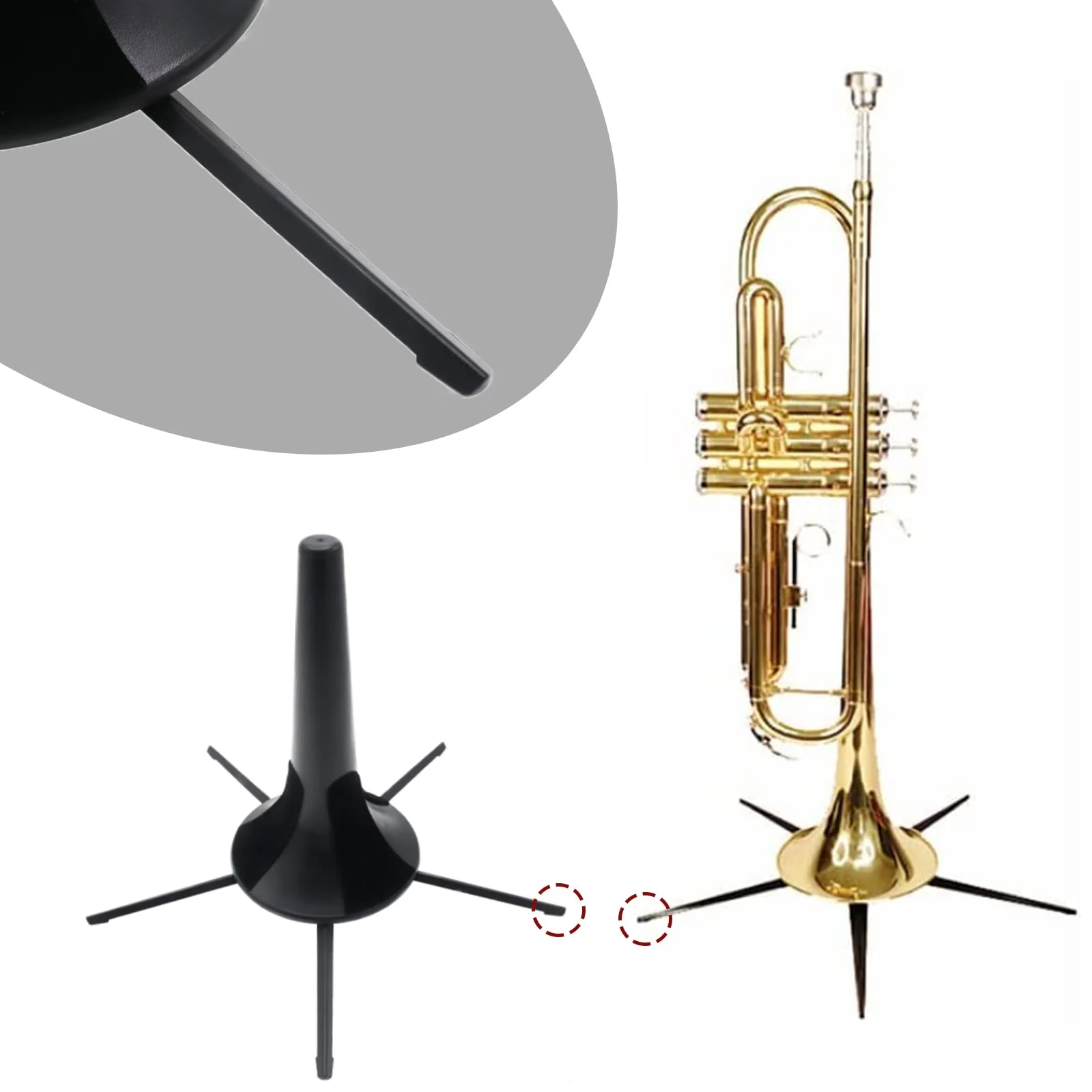 Portable 5-Leg Trumpet Stand Holder, Fordable Black Metal Leg Base Trumpet Stand with Protective Felts, Trumpet Insturment Stand Accessories - Image 5