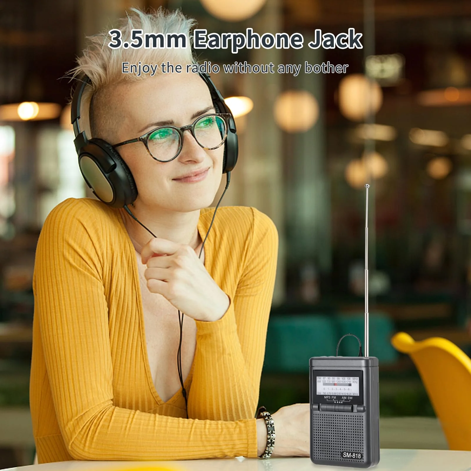 Portable AM FM Radio, Shortwave Transistor Pocket Radio Walkman with Loud Speaker, Headphone Jack, 1200mAh Rechargeable Battery Power, Support TF Card/USB Playing for Indoor Outdoor - Image 6
