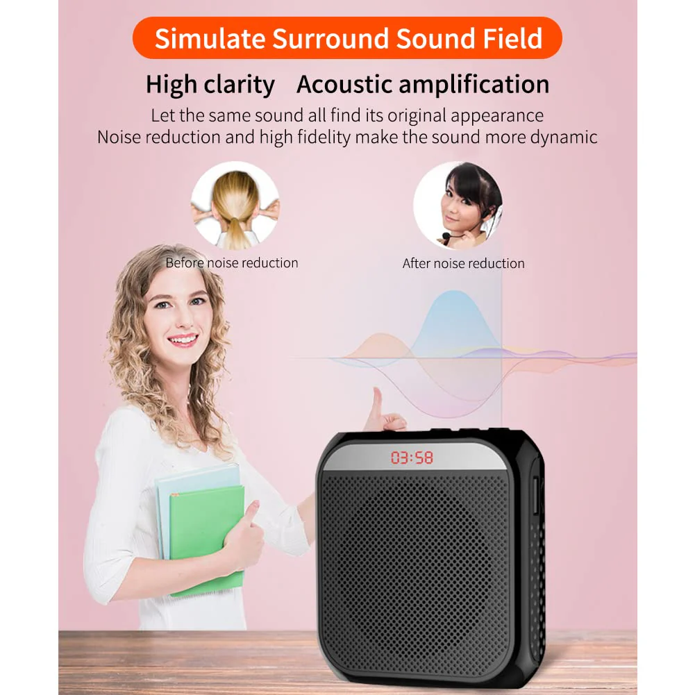 Portable Amplifier, Rechargeable Teacher Microphone, MiNi Amplifier System, Classroom Microphone, Tour Guide, Yoga Outdoor - Image 3