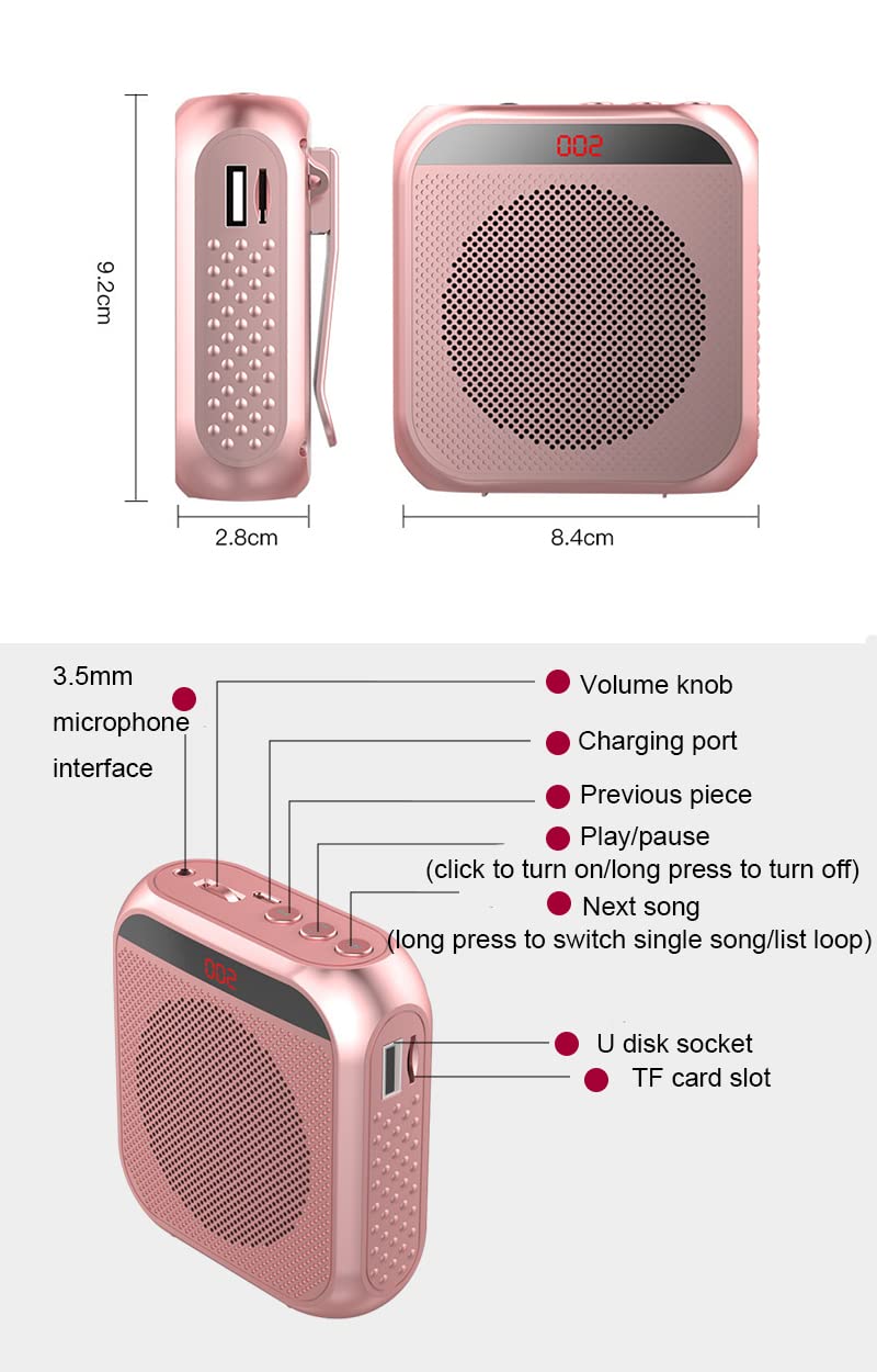 Portable Amplifier, Rechargeable Teacher Microphone, MiNi Amplifier System, Classroom Microphone, Tour Guide, Yoga Outdoor - Image 6