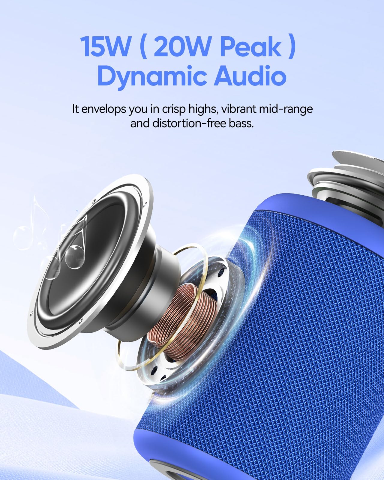 Portable Bluetooth Speaker with Lights, Powerful Crystal Clear Sound, IPX5 Waterproof, All Day Playtime, AUX&TF-Card Input, Bluetooth 5.3, TWS Paring, Small Wireless Speaker for Outdoor, Gift Ideas Blue - Image 2